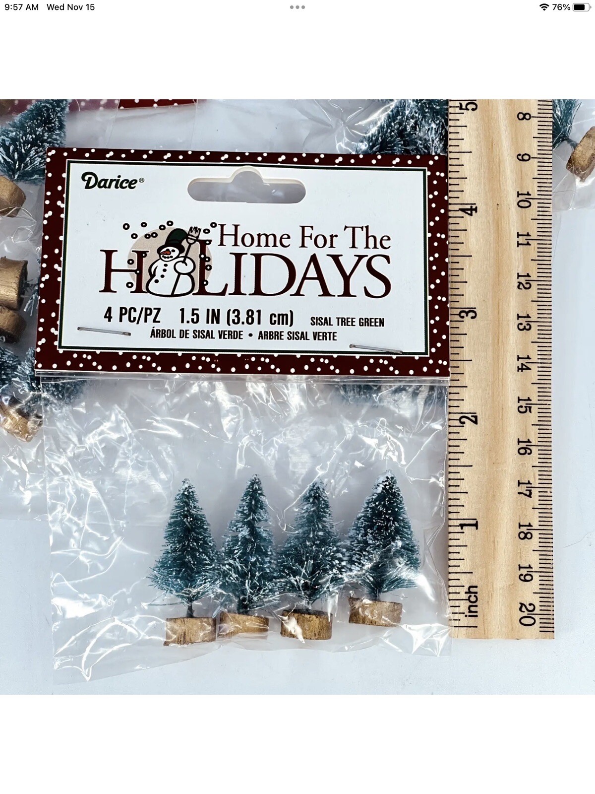 NIB Miniature Christmas RR Train Village Tree Flocked 20 Pc Lot 1 1/2” Crafts