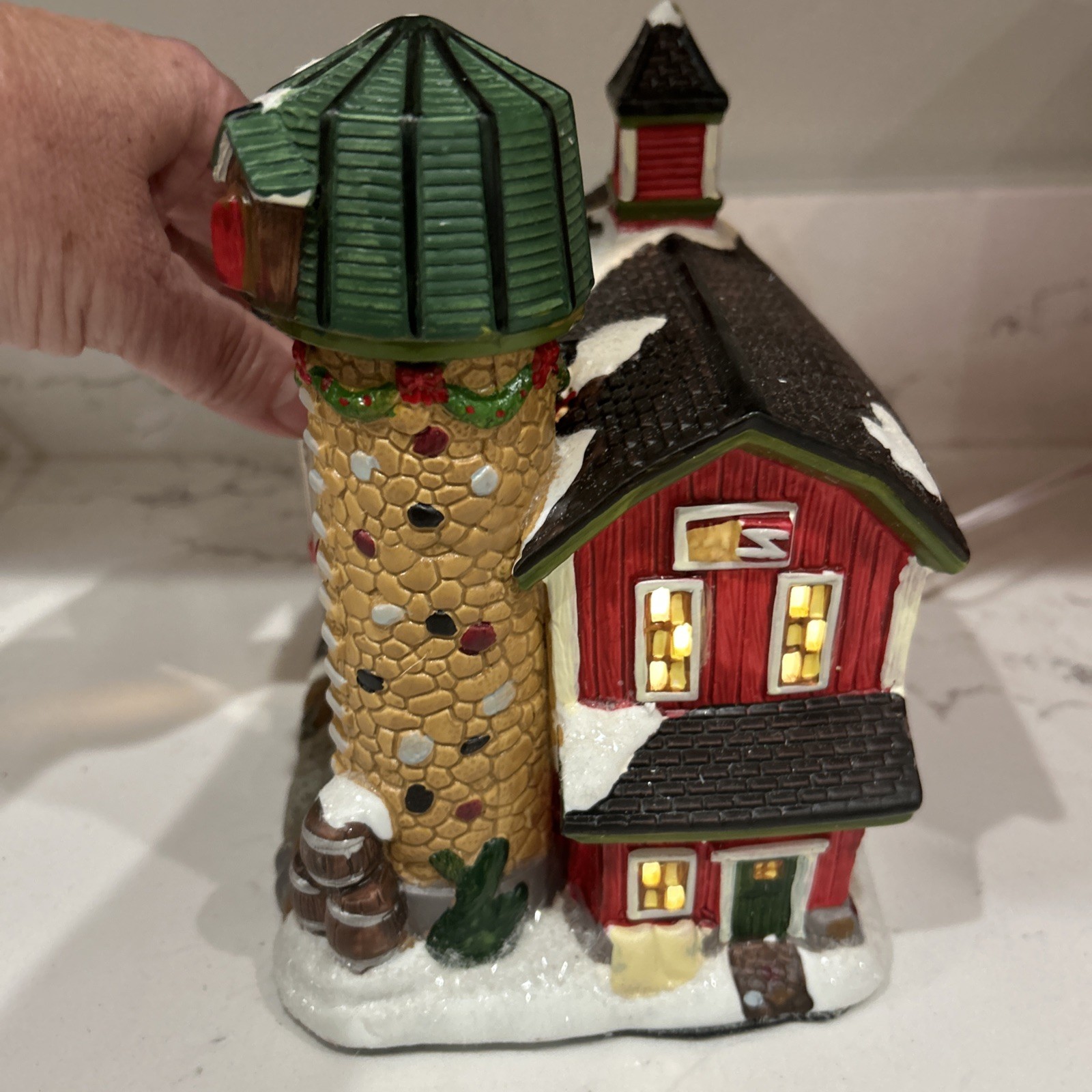 Holiday Inspirations Red Barn, Christmas Village 2012 Porcelain Lighted Building