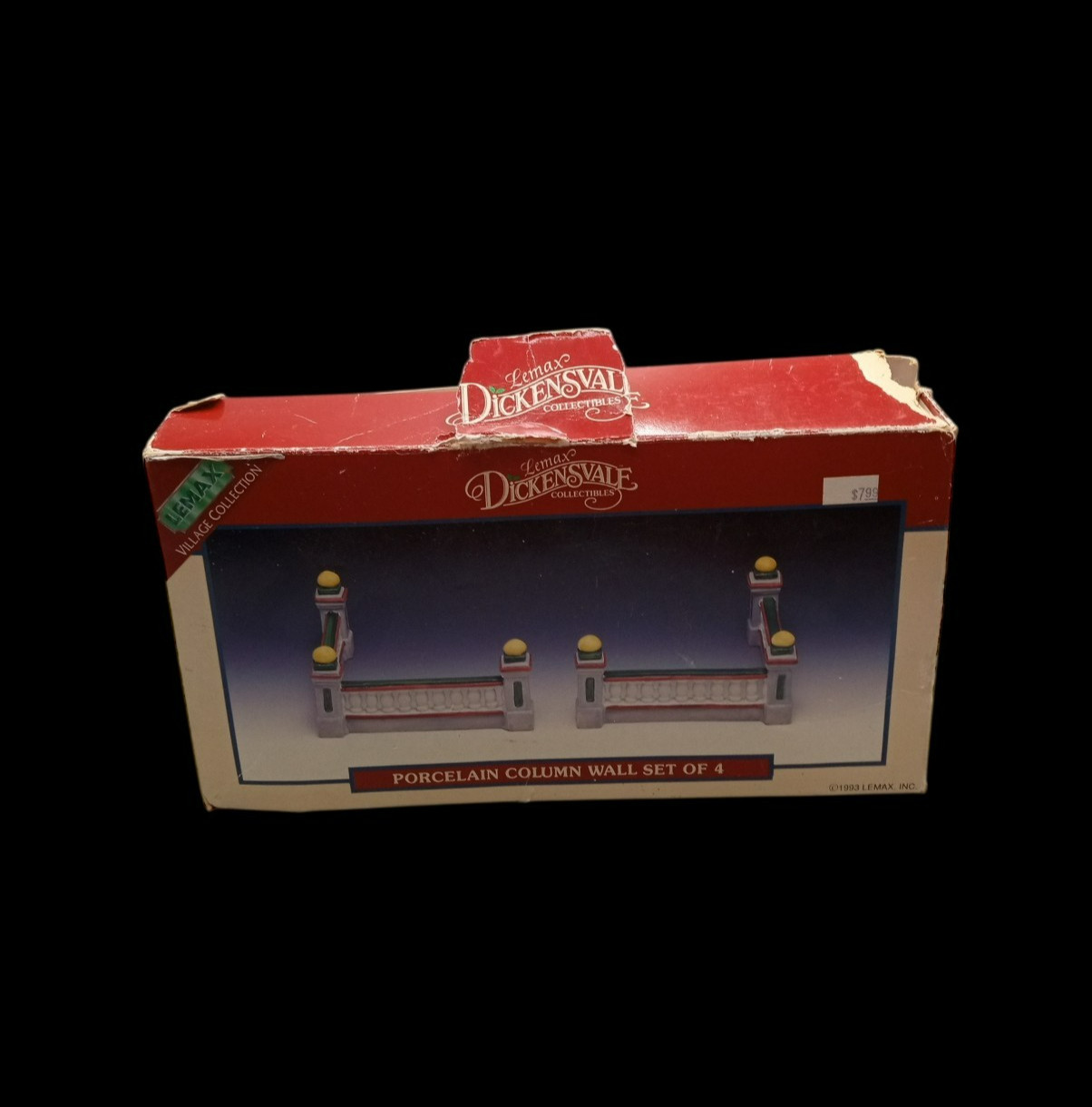 Lemax Dickensvale Collectibles Porcelain Column Wall Set of 4 Christmas