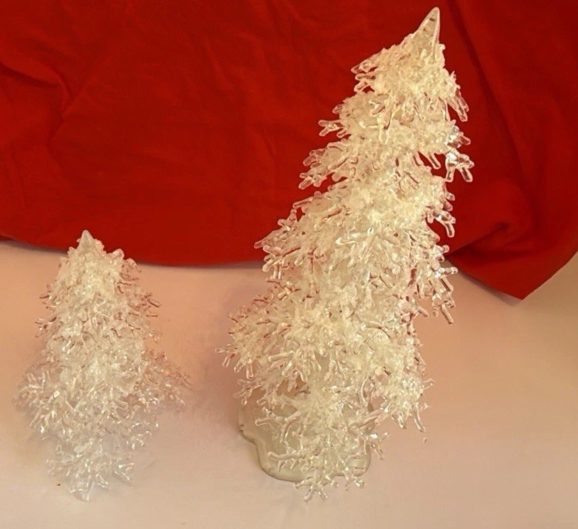 Department 56 Icy Trees Medium Set of 2 Village Accessories 10” & 6” Christmas