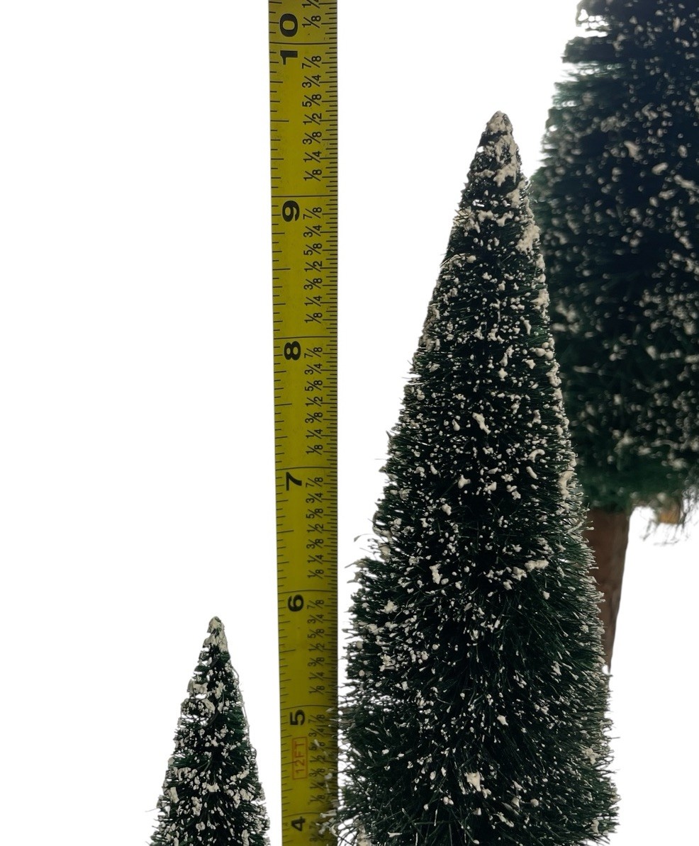 Dept 56 Frosted Pine Trees Wood Bark Trunks 15” to 6.5” Set Of 4 Putz Village