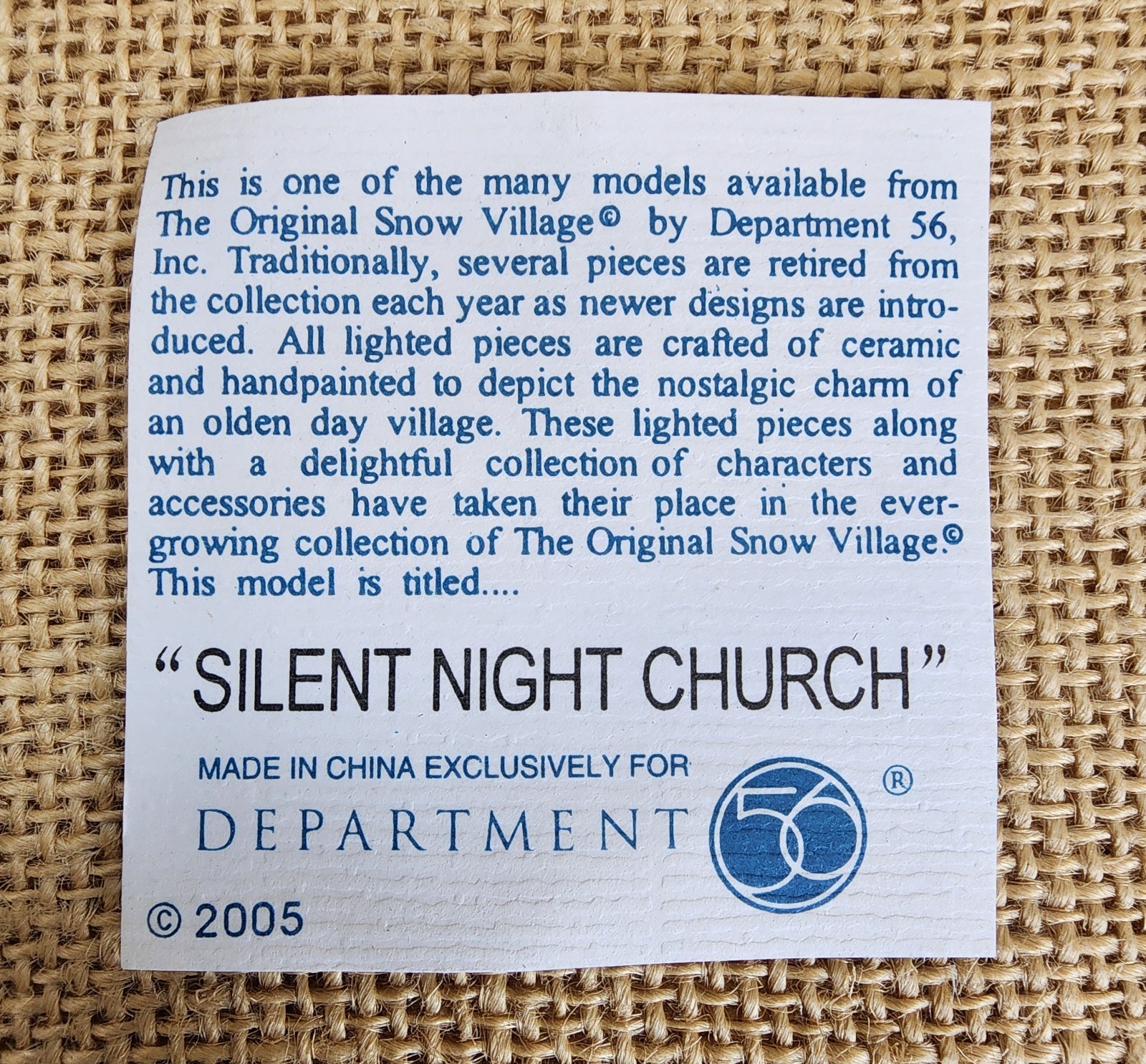 🎄Dept 56 Snow Village “Silent Night Church” Lighted &Musical – Retired 2005