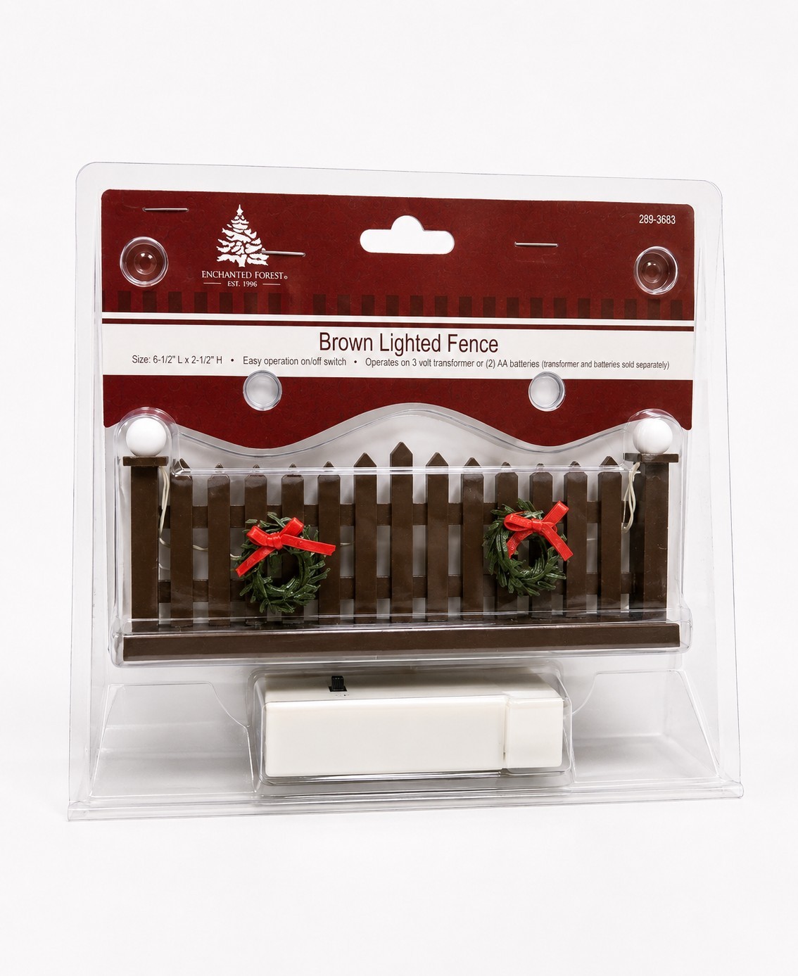 Enchanted Forest Lighted Brown Picket Fence 6.5″ Christmas Village Accessory Set