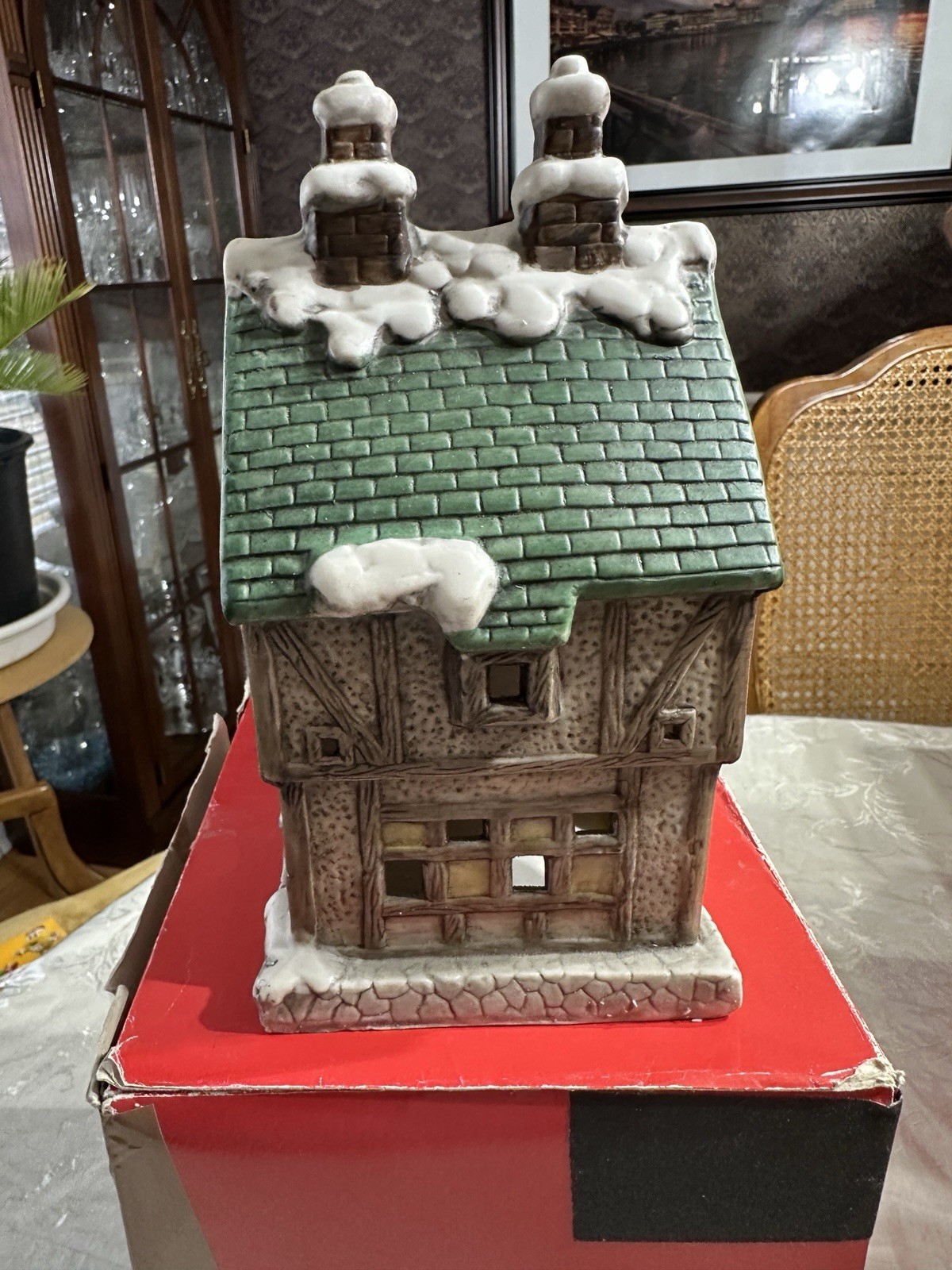 Caldor Hand-Painted Porcelain Lighted Old Mill Inn Our Town Collection