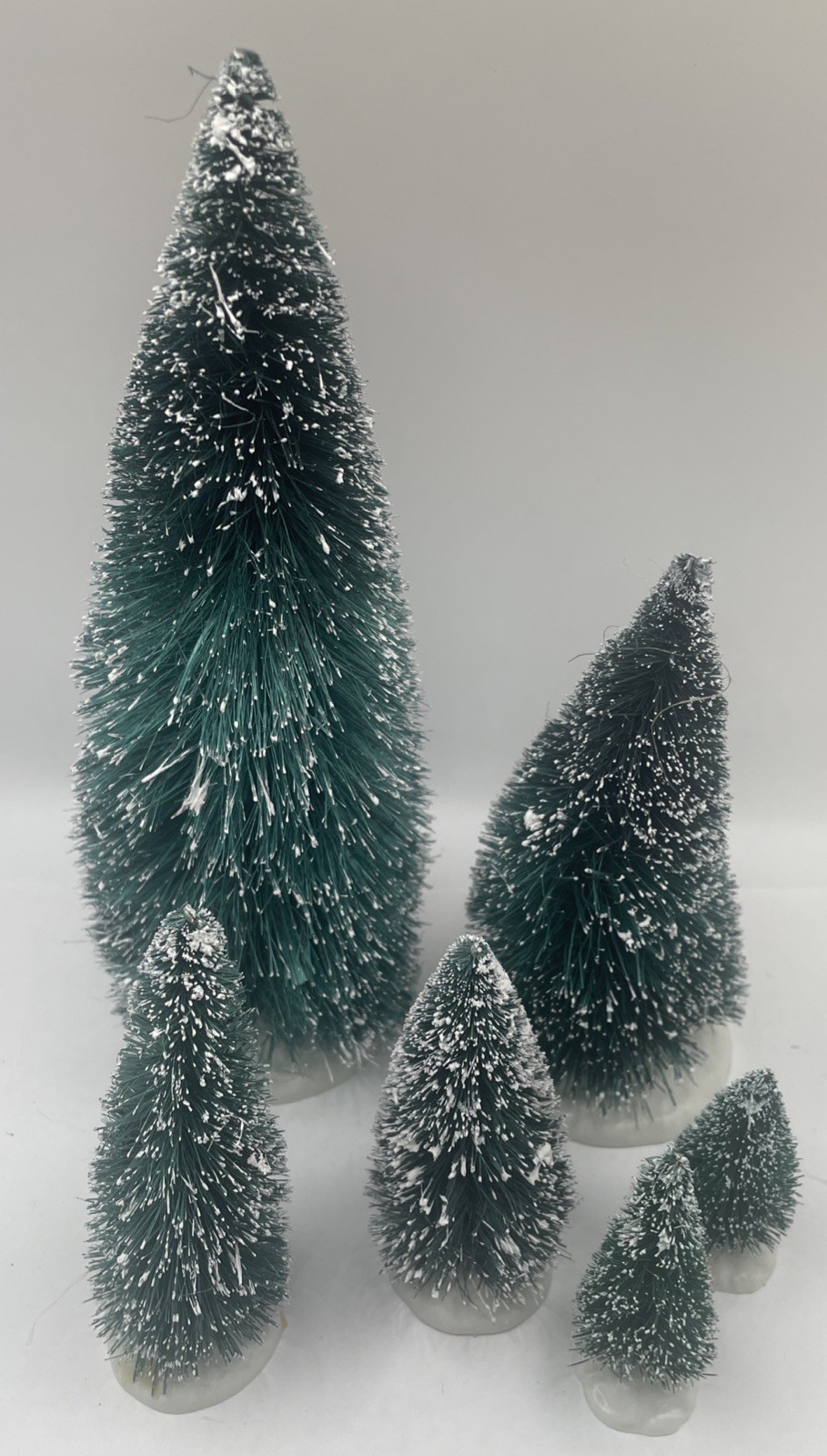 Christmas Village Lemax Trees -varied sizes 9” to 2.5” Tall- 6 Trees