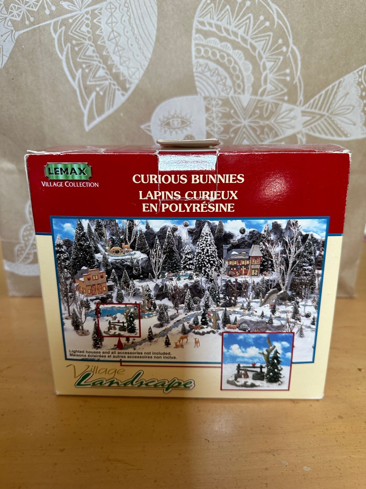 Lemax 2001 Village Landscape Collection Curious Bunnies Many Extras Clock, Trees