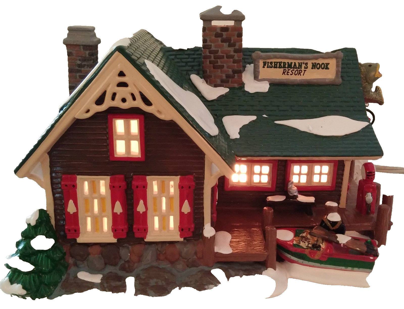 FISHERMAN’S NOOK RESORT # 54607 DEPT 56 RETIRED SNOW VILLAGE VINTAGE Fish