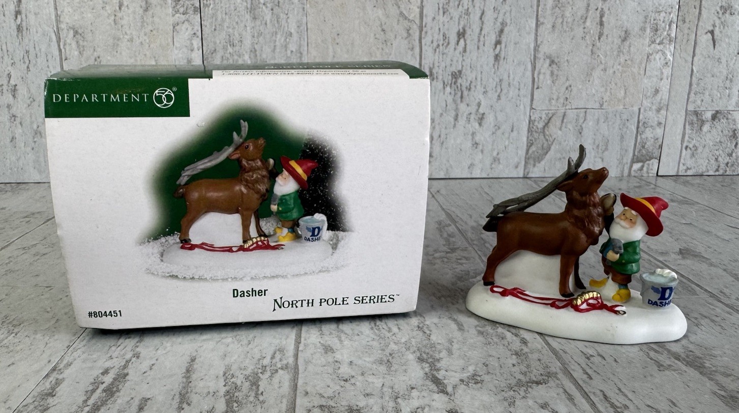 Department 56 Dasher North Pole Series Retired 2008 804451 Elf W Reindeer