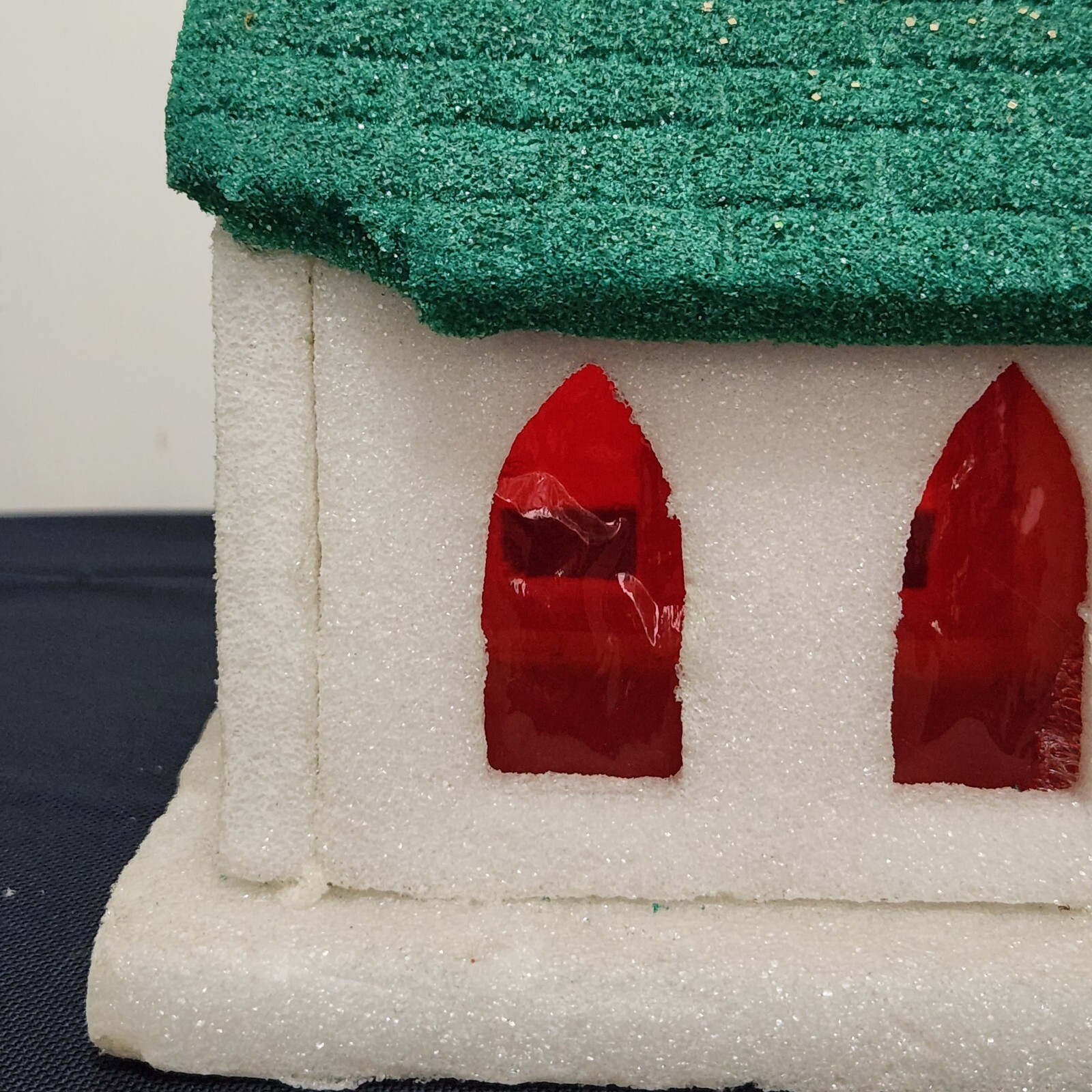 Vintage Styrofoam Handmade White Christmas Church Steeple Mantle Train Platform