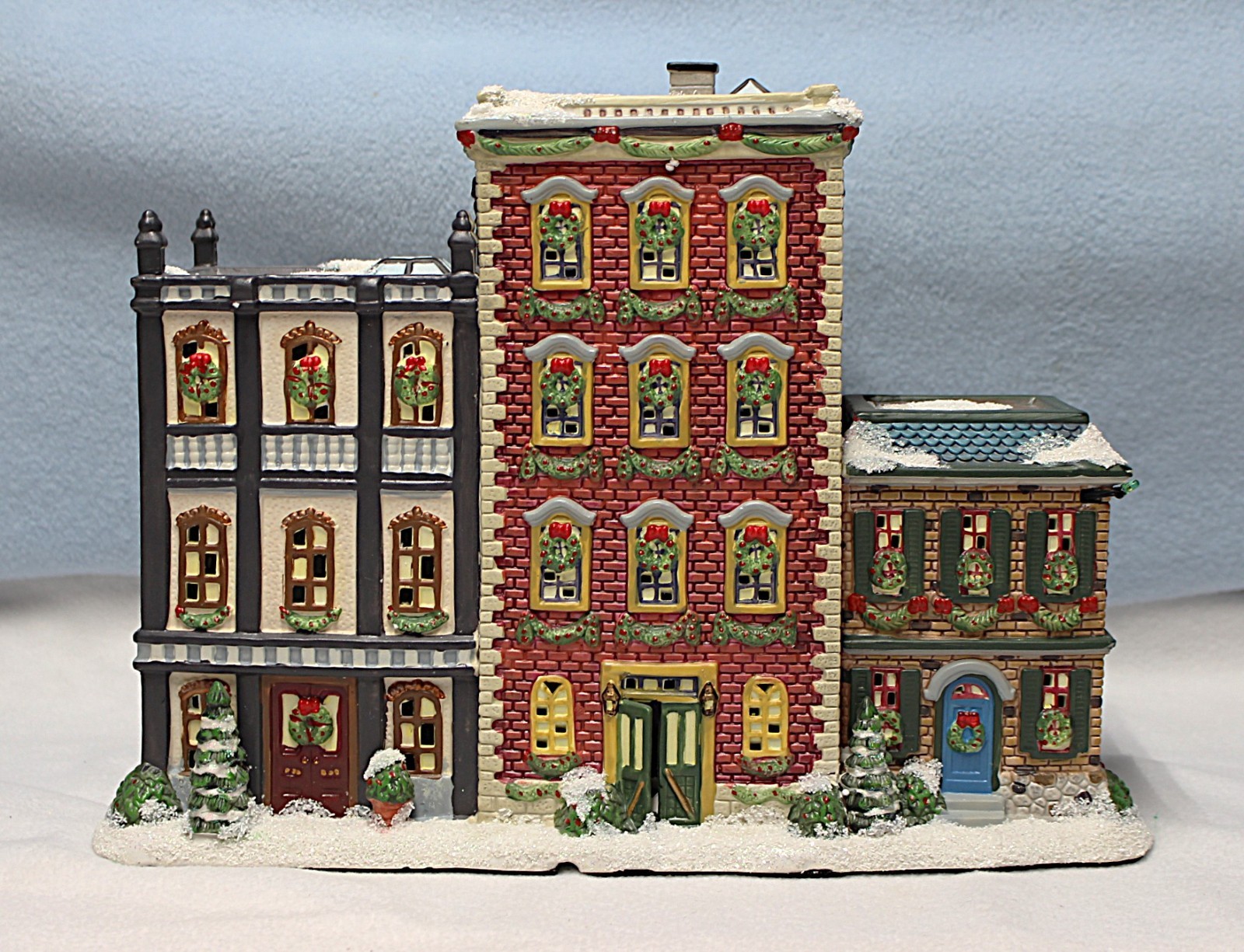 St. Nicholas Square Christmas Village Downtown Businesses Light W/ Box MINT Cond