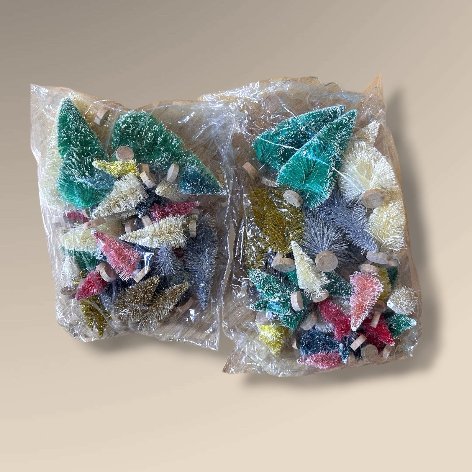 NEW 2 BAGS Christmas BOTTOLE BRUSH Trees Multi-Color