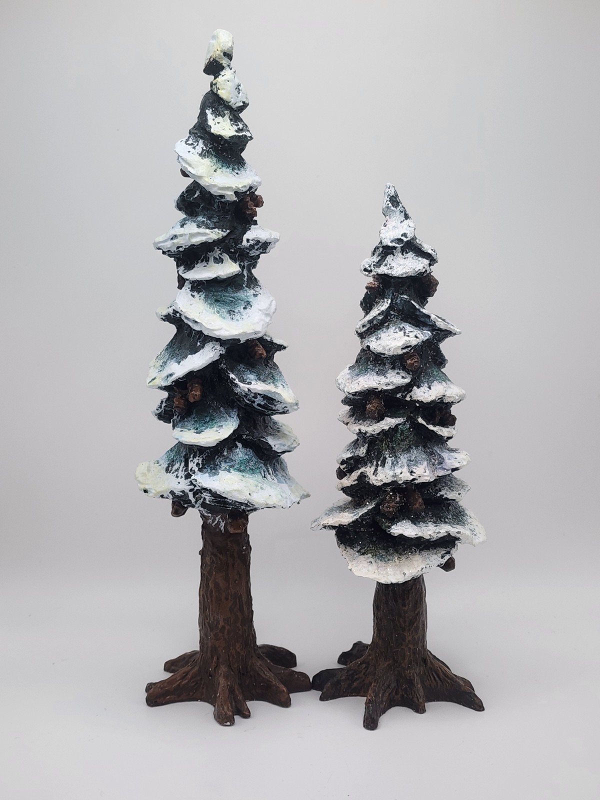 Christmas Village Accessories Pole Pine Tree Dept 56 Village Trees 8″ & 10″ Set