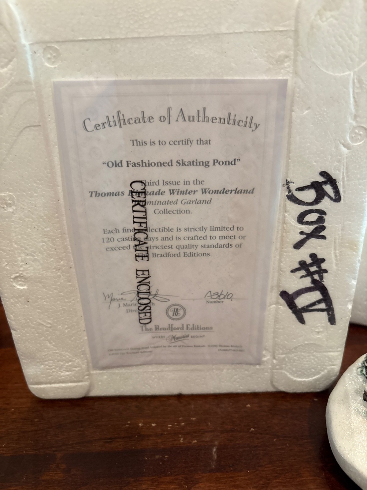 Vintage Thomas Kinkade Old Fashioned Skating Pond with Certificate of Authentici