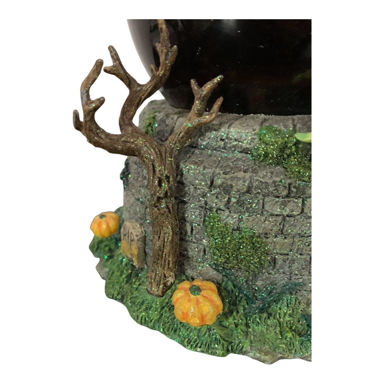 Halloween Cemetery Black Crystal Ball Decoration Dept 56 Gothic Resin & Glass