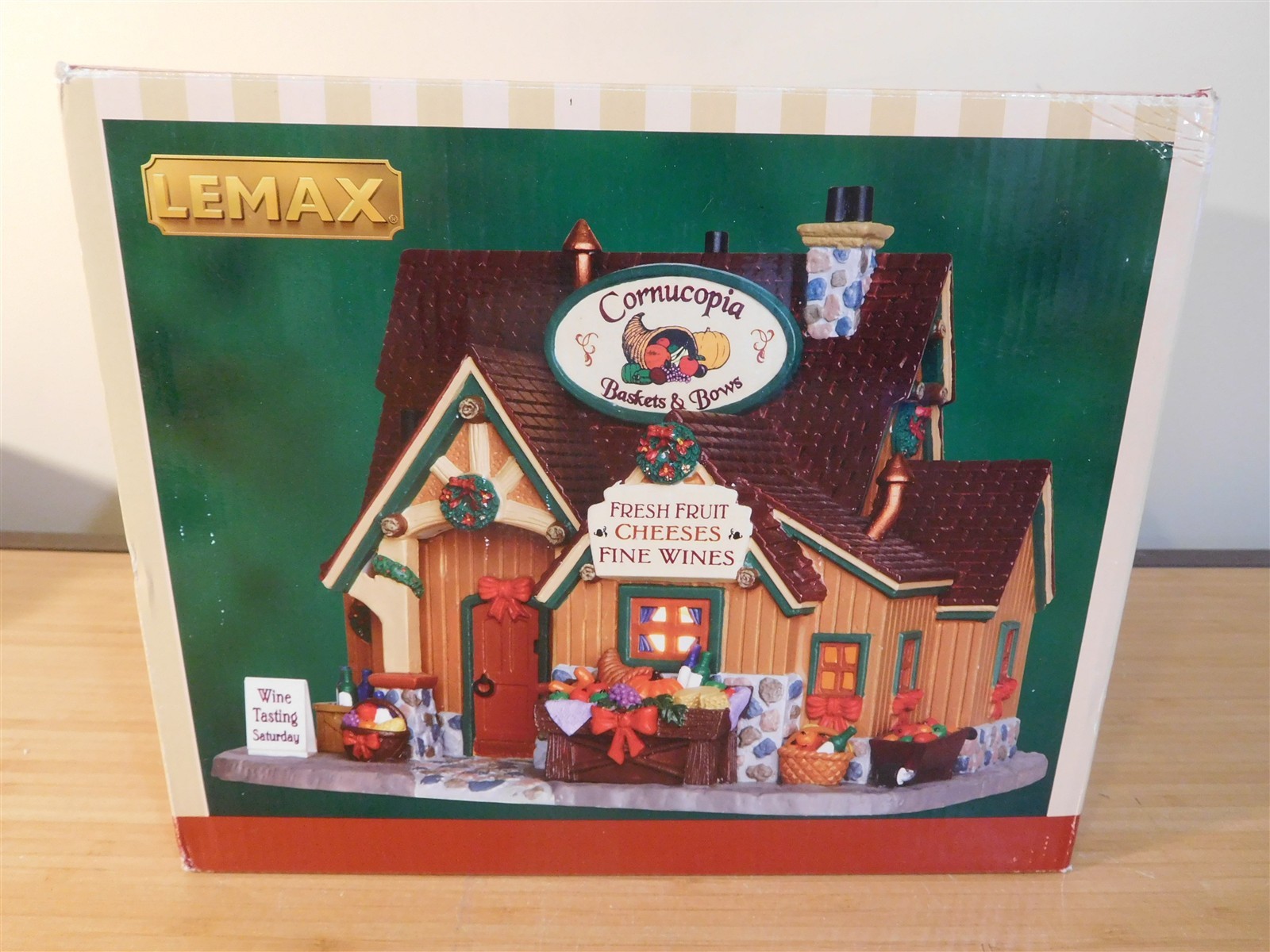 Lemax Village – Cornucopia Baskets & Bows Cheese Fine Wine – 2013- #35512 – NIB