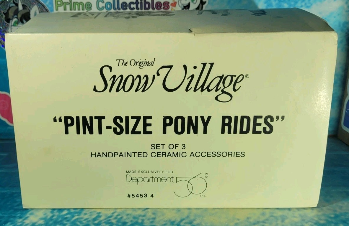 Department 56 Snow Village” Pint-Size Pony Rides” 5453-4, Original Box & Sleeve