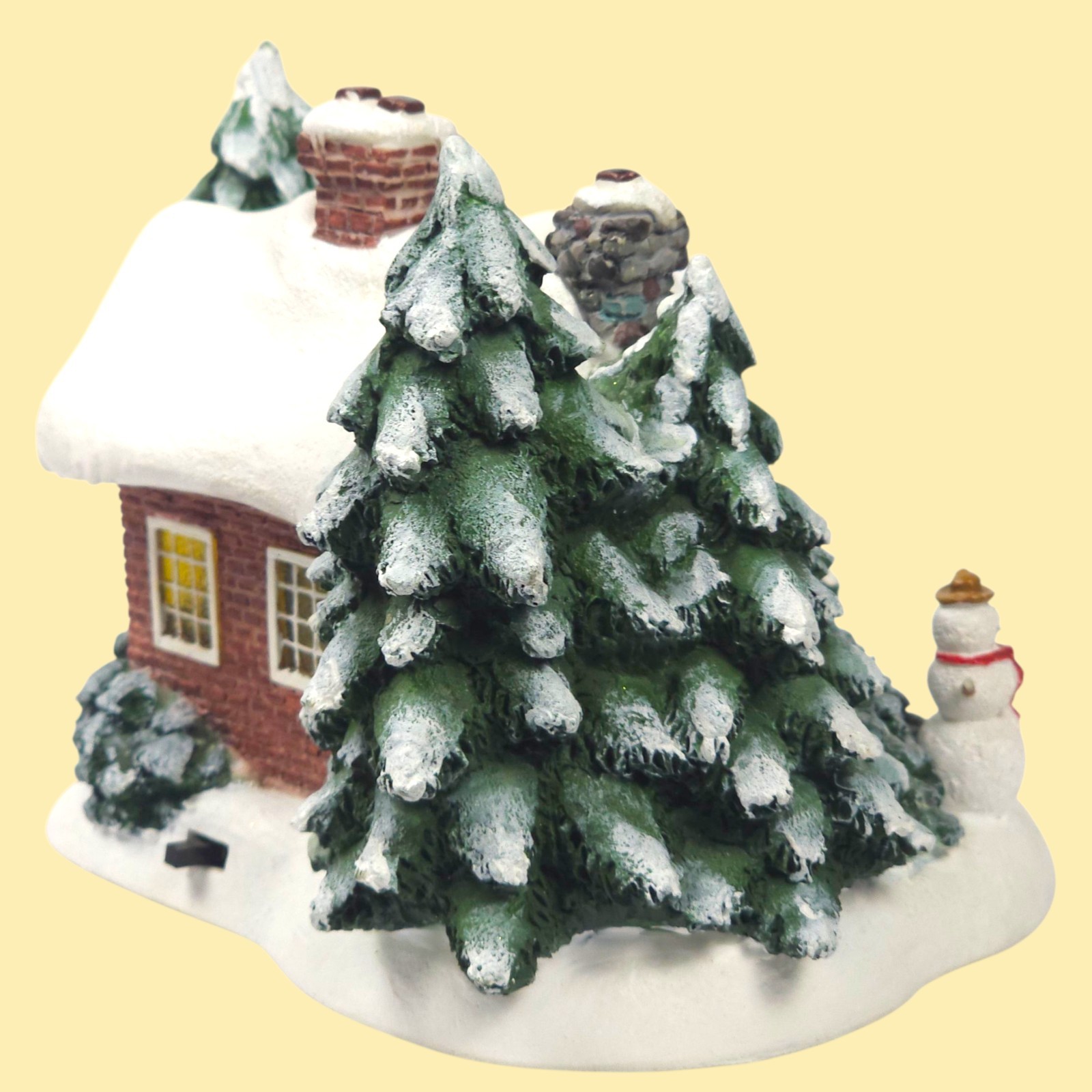 Thomas Kinkade A Village Christmas 2002 Lighted Cottage Snowman House Teleflora