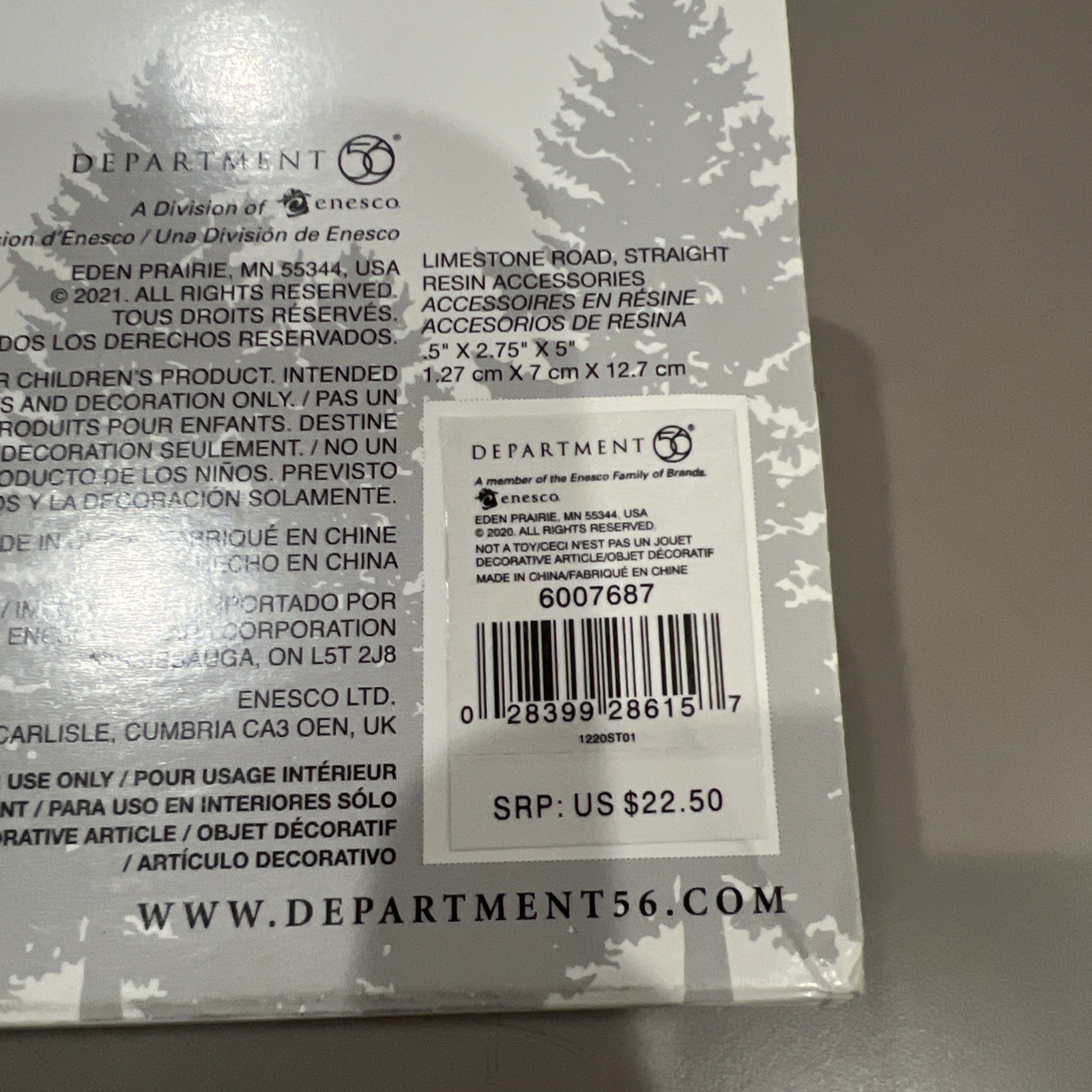 Dept 56 Village Accessories Limestone Road Straight 4 Pc Set #6007687