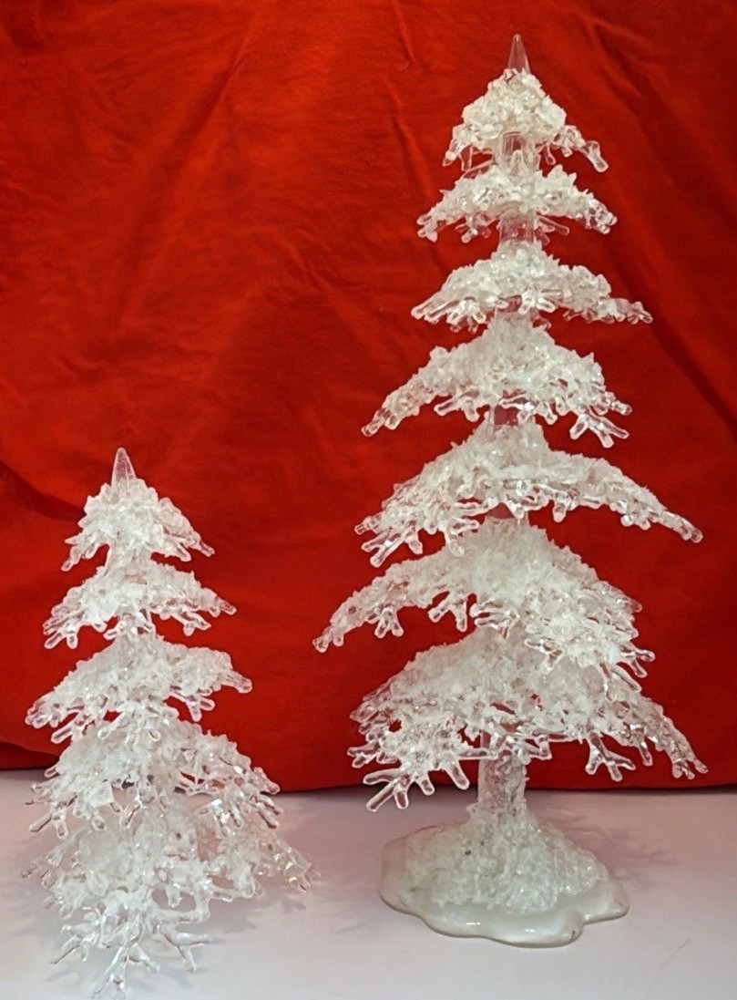 Department 56 Icy Trees Medium Set of 2 Village Accessories 10” & 6” Christmas
