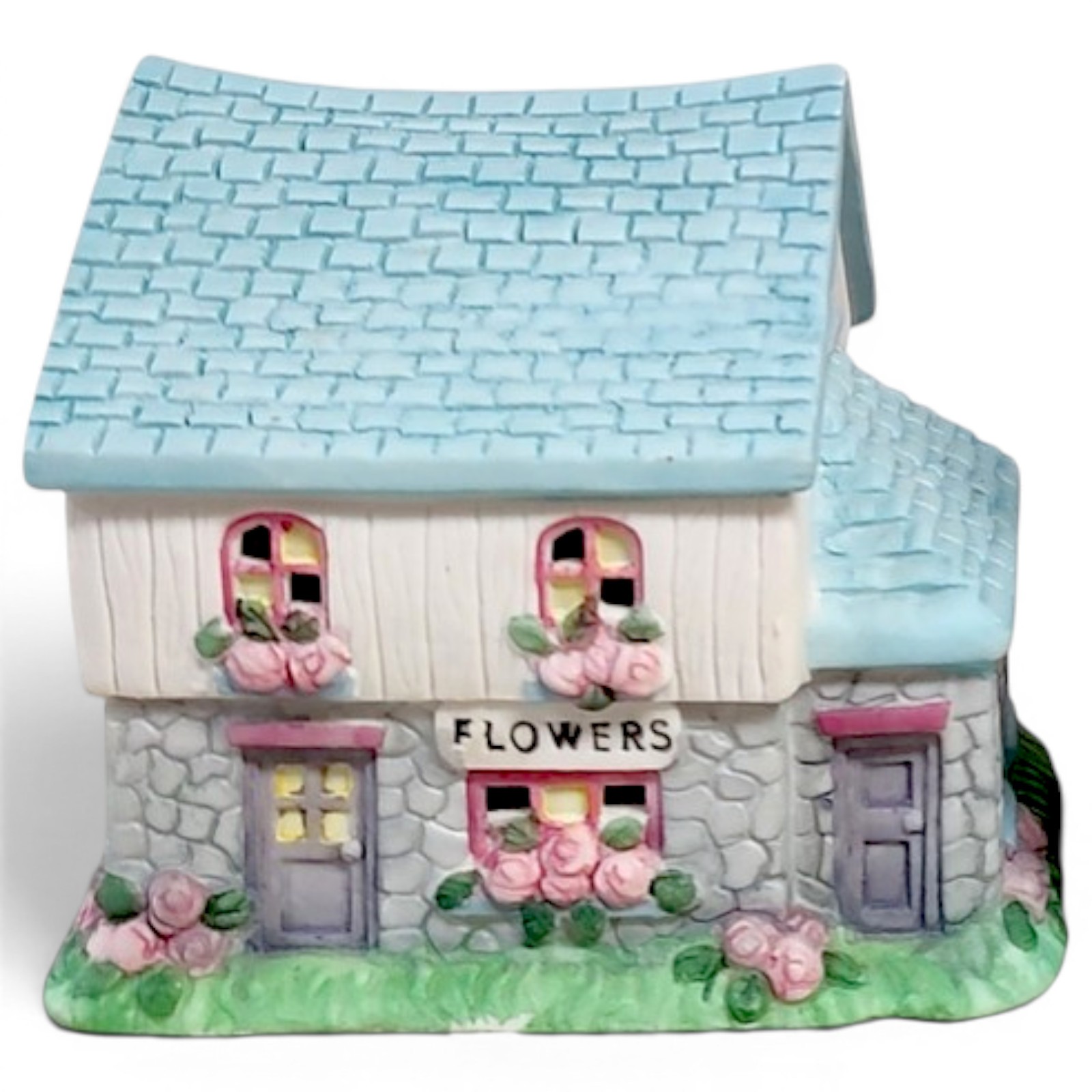 VTG 1993 Yi Cheing Spring Porcelain Village Store Flower Shop Miniature 4.5″