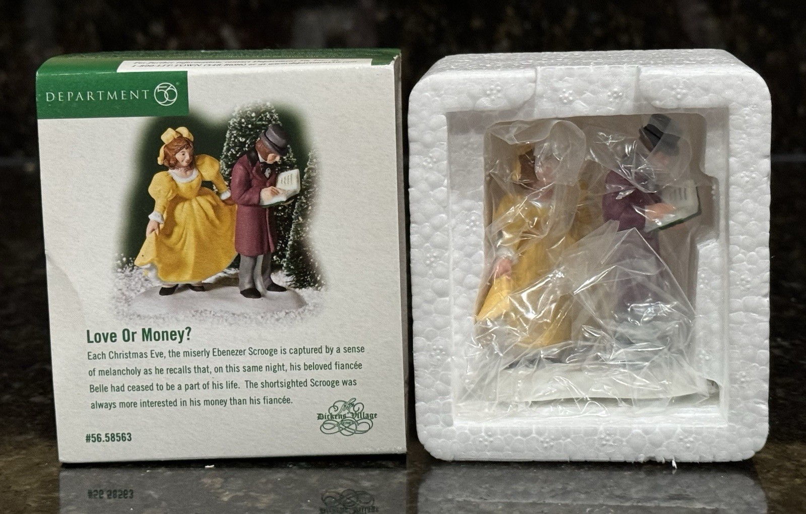 Dept 56 LOVE OR MONEY? – Dickens A Christmas Carol #58563 Retired 2002