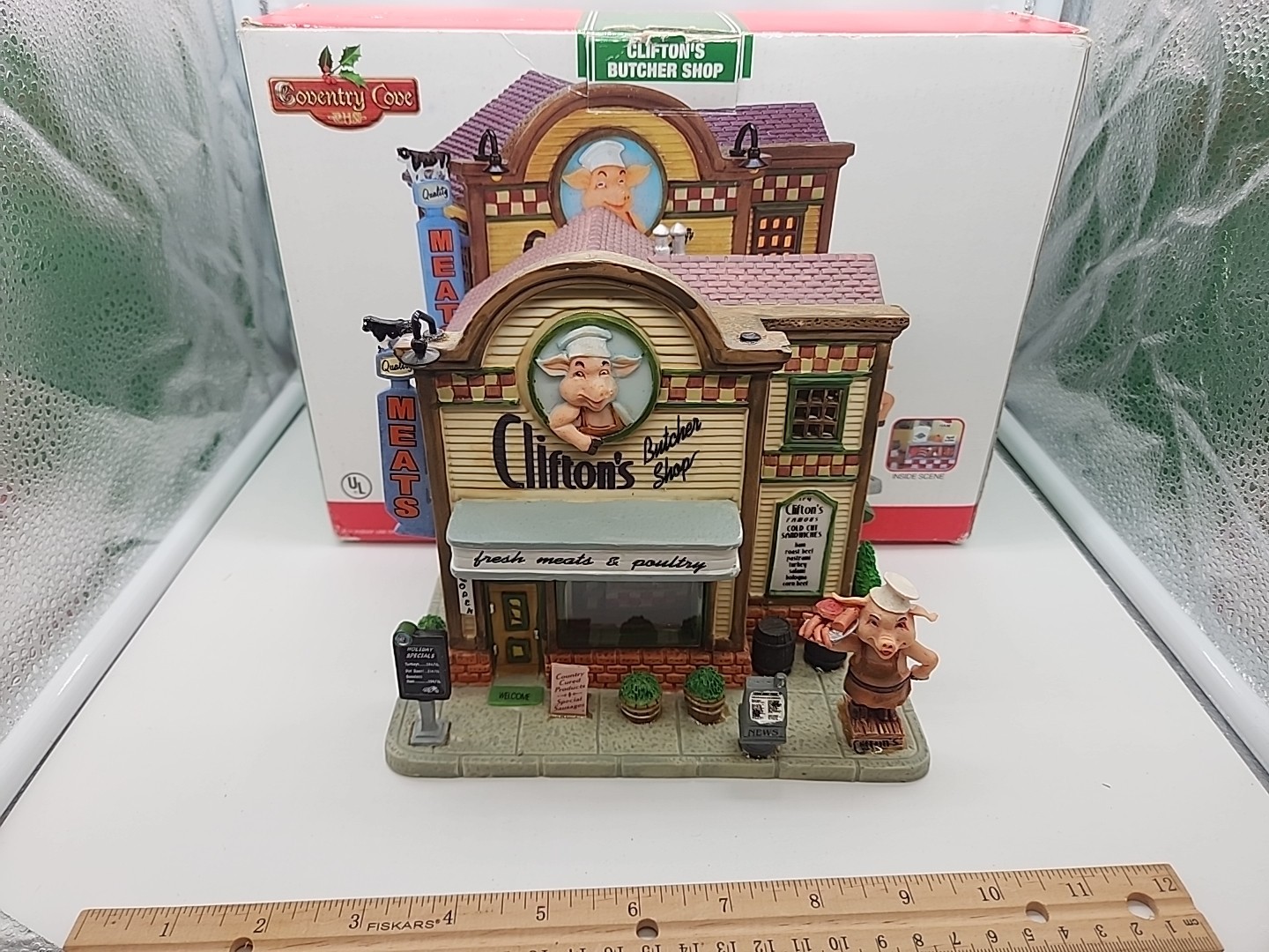 LEMAX 75517 CLIFTON’S BUTCHER SHOP COVENTRY COVE LIGHTED BUILDING No Light Cords