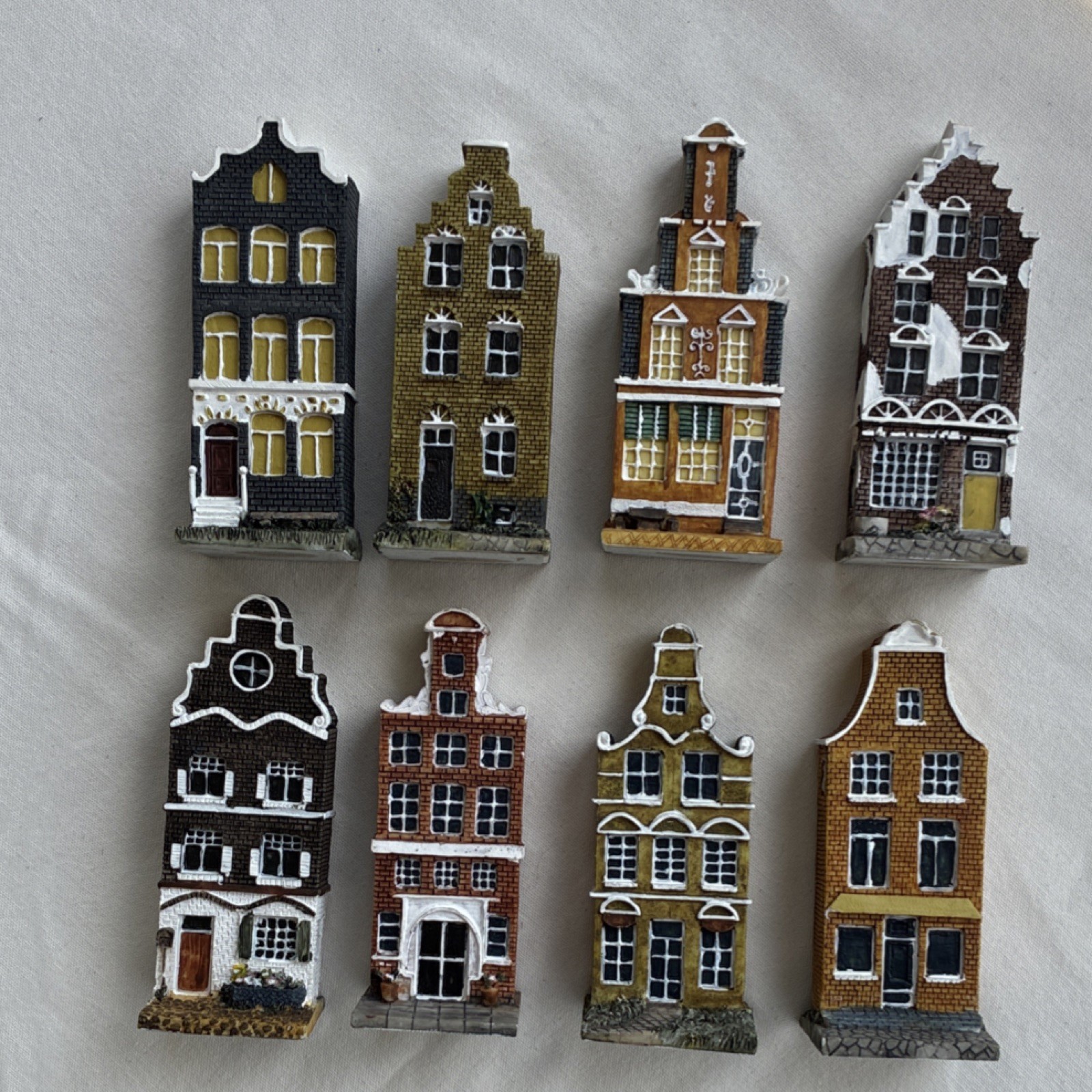 K’s Collection Miniature City Houses Set of 8 Resin Painted Multicolor Decor