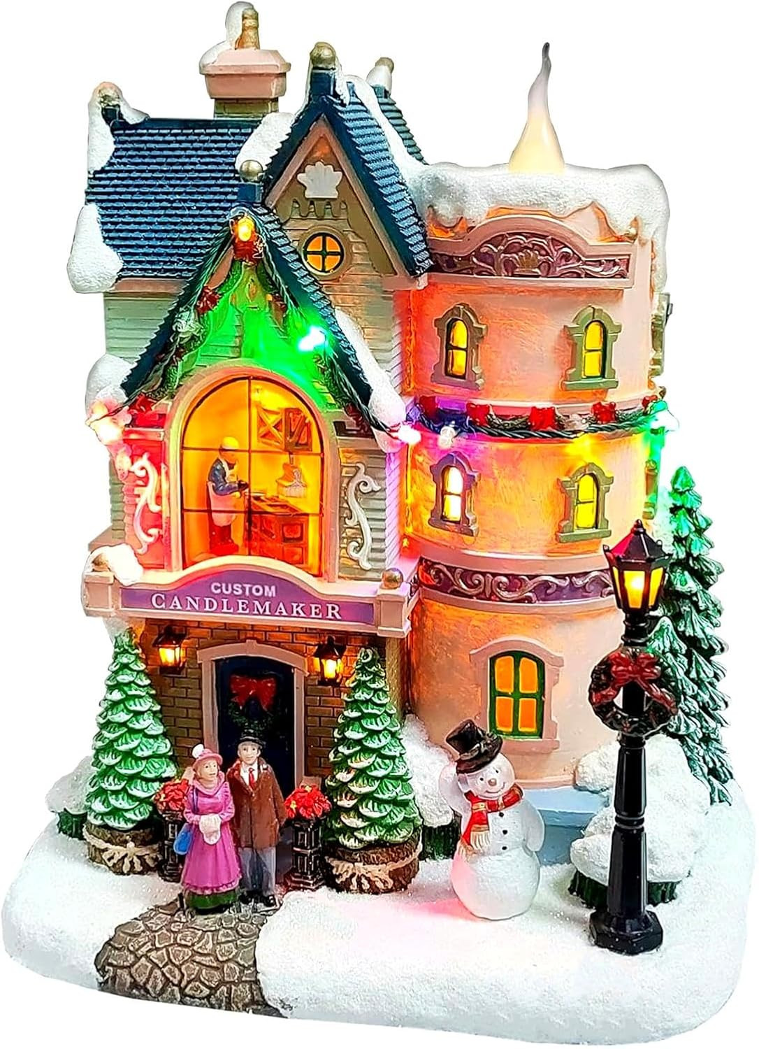 Hand-Painted LED Christmas Village House with 8 Carols – 10.43” Collectible