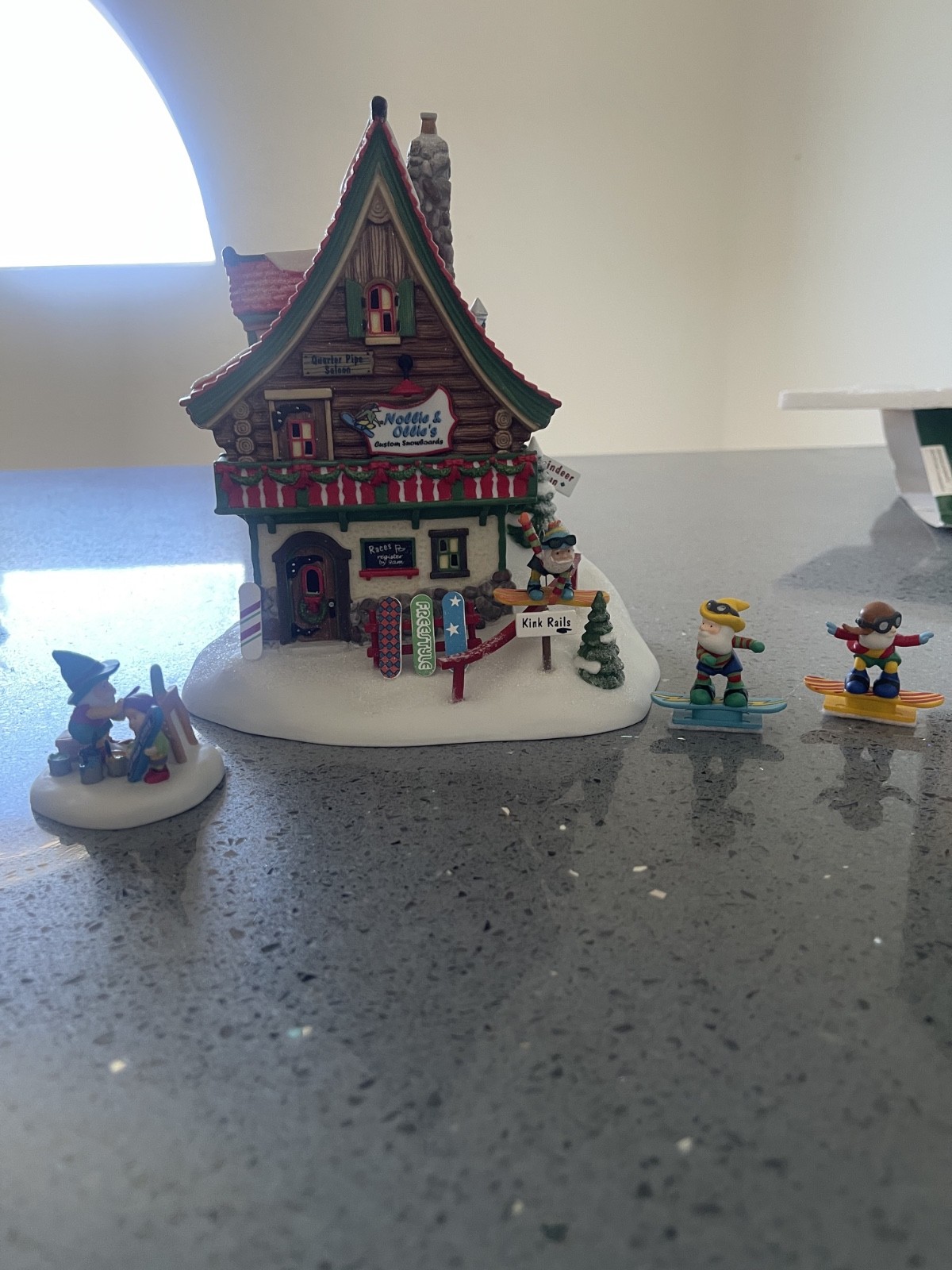 Dept. 56 Nollie & Ollie Custom Snowboards (Snowboard Elves/The Snowboard Artist)