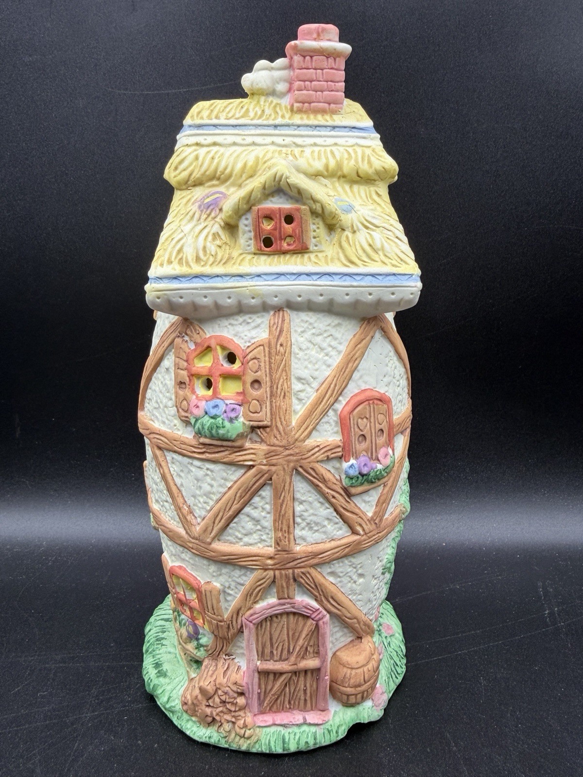 Vintage Easter Bunny Village Country Cottage 8″ Light Enabled 90’s Bunny Town