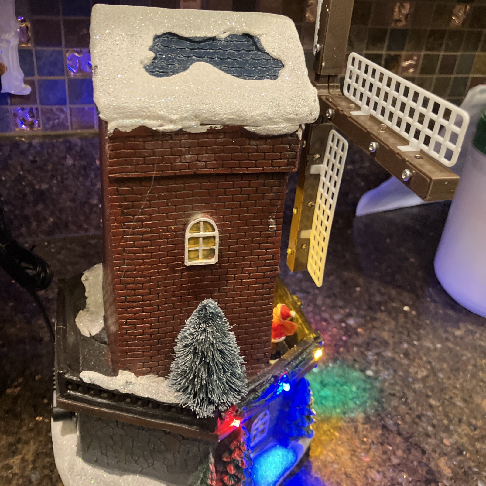 Animated Windmill With Music LED lights children w/wings Santa toys dog READ