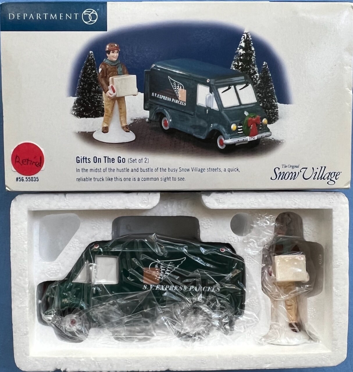 Department 56 Snow Village 2 Pcs: Gifts on the Go Delivery Van #55035 NEW in Box