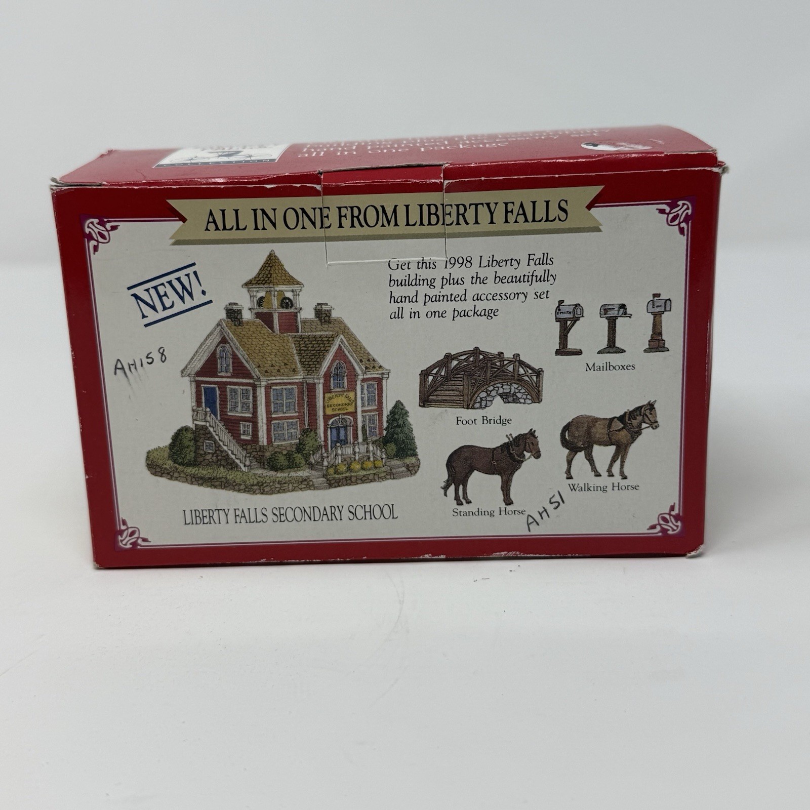 Vintage 1998 All in One Liberty Falls SECONDARY SCHOOL w/Pewter Accessories