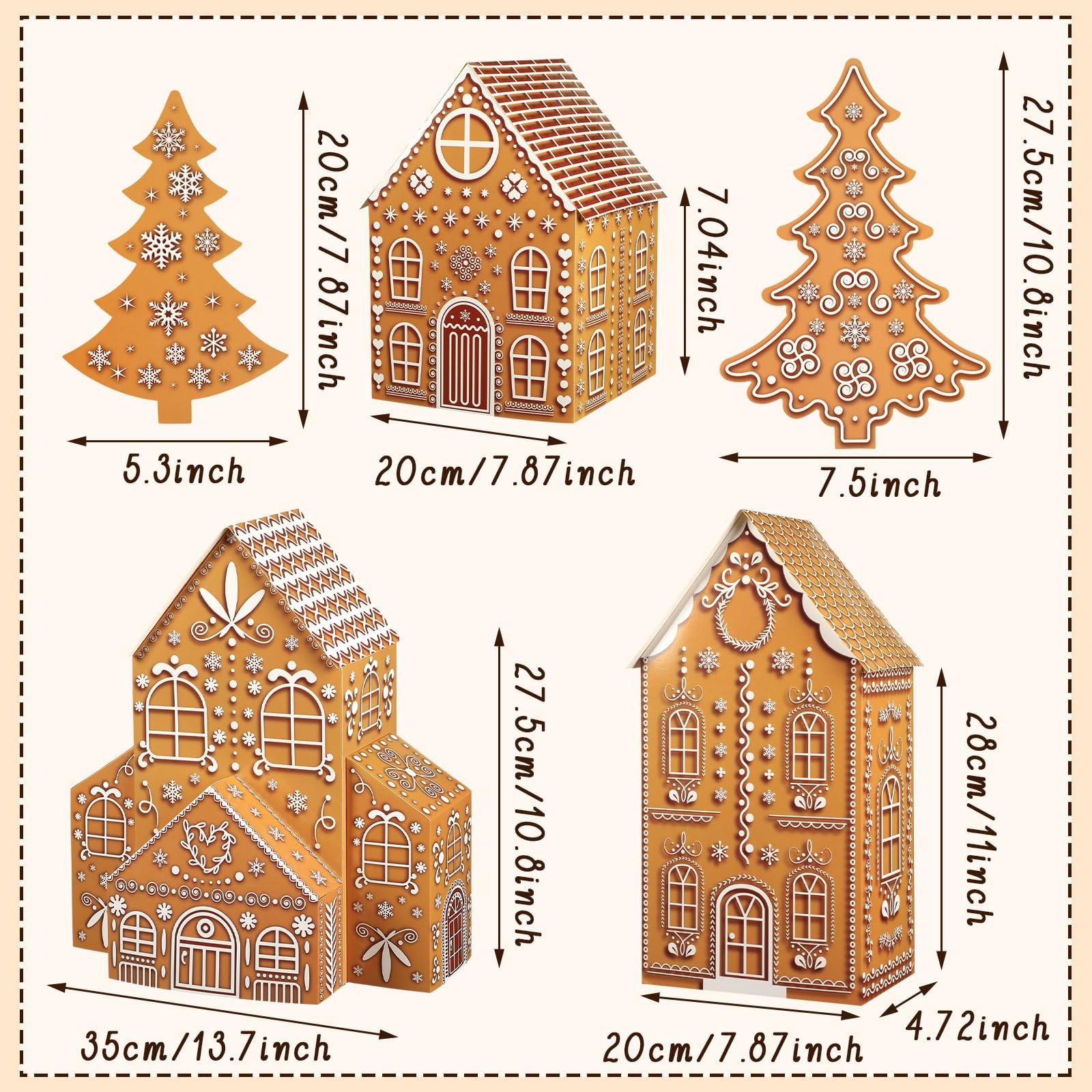 Large Christmas Gingerbread Houses Kit Cardboard Gingerbread House with Chris…