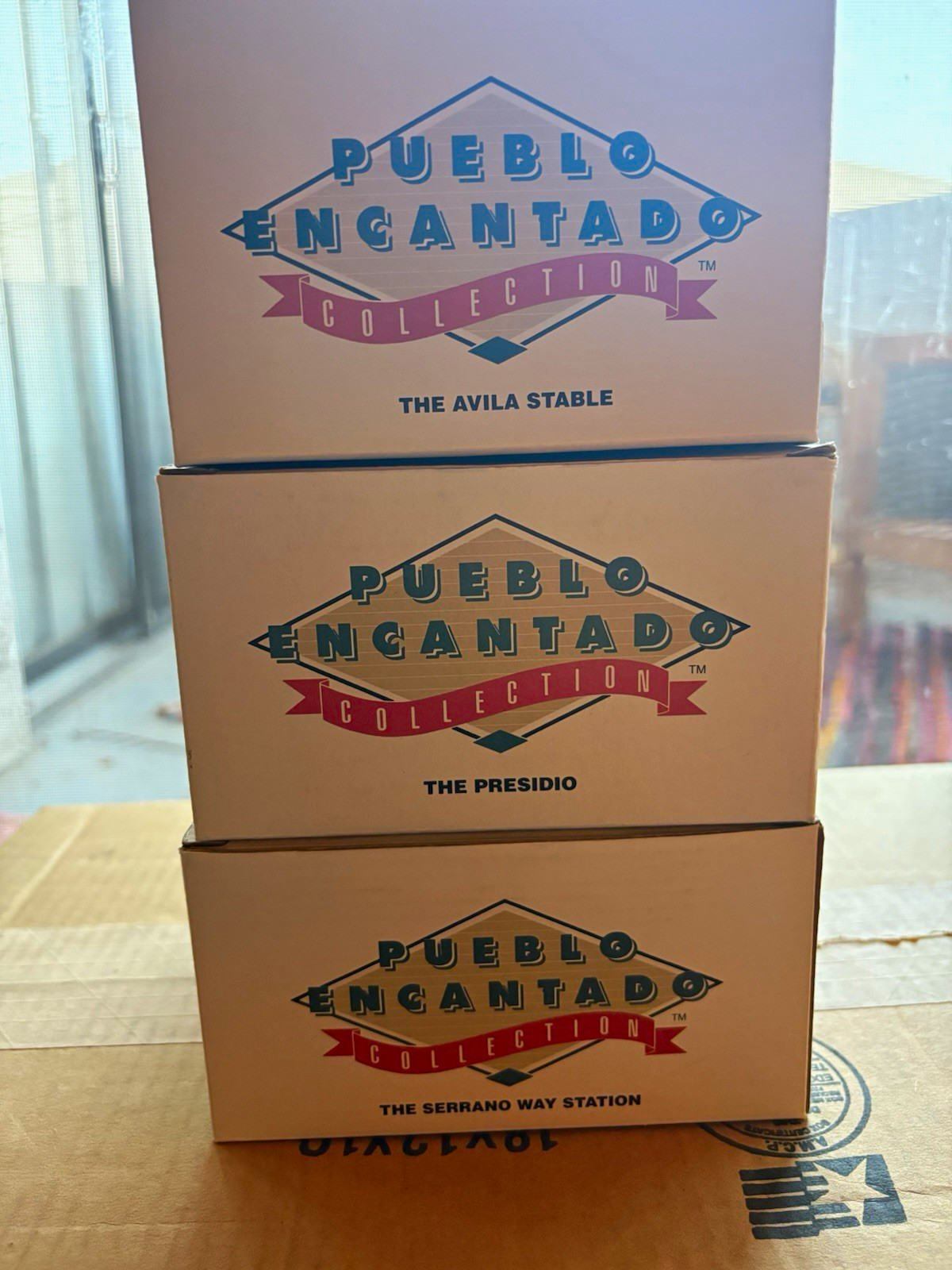 Pueblo Encantado Collection 3pc Boxed Mini Village Buildings Ceramic Painted