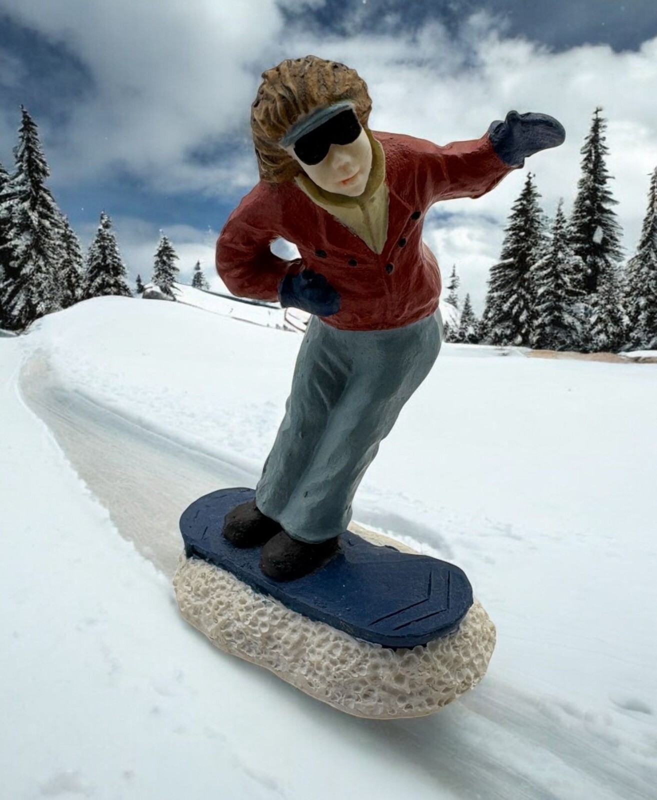 Vintage Snowboarding Figurine Christmas Village Winter Sports Snowboarder
