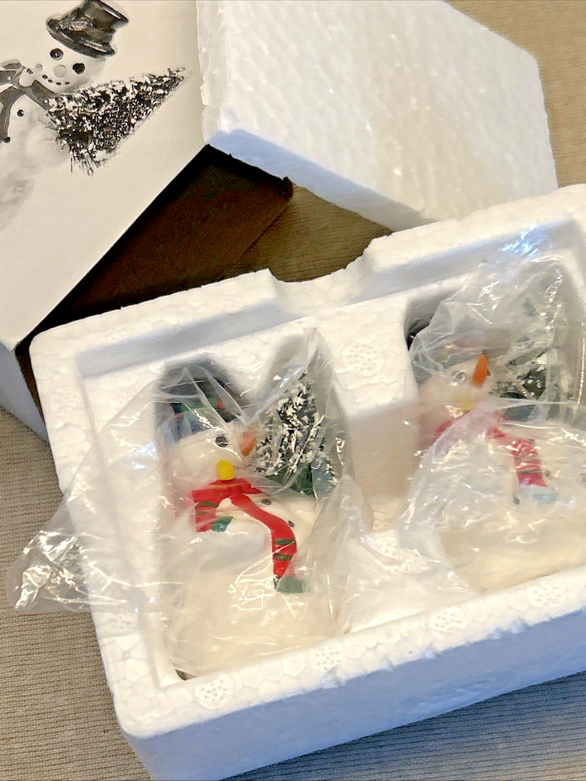 Vintage 1990s Department 56 Snow Village Hand Painted Snowman Figurines #5164-0