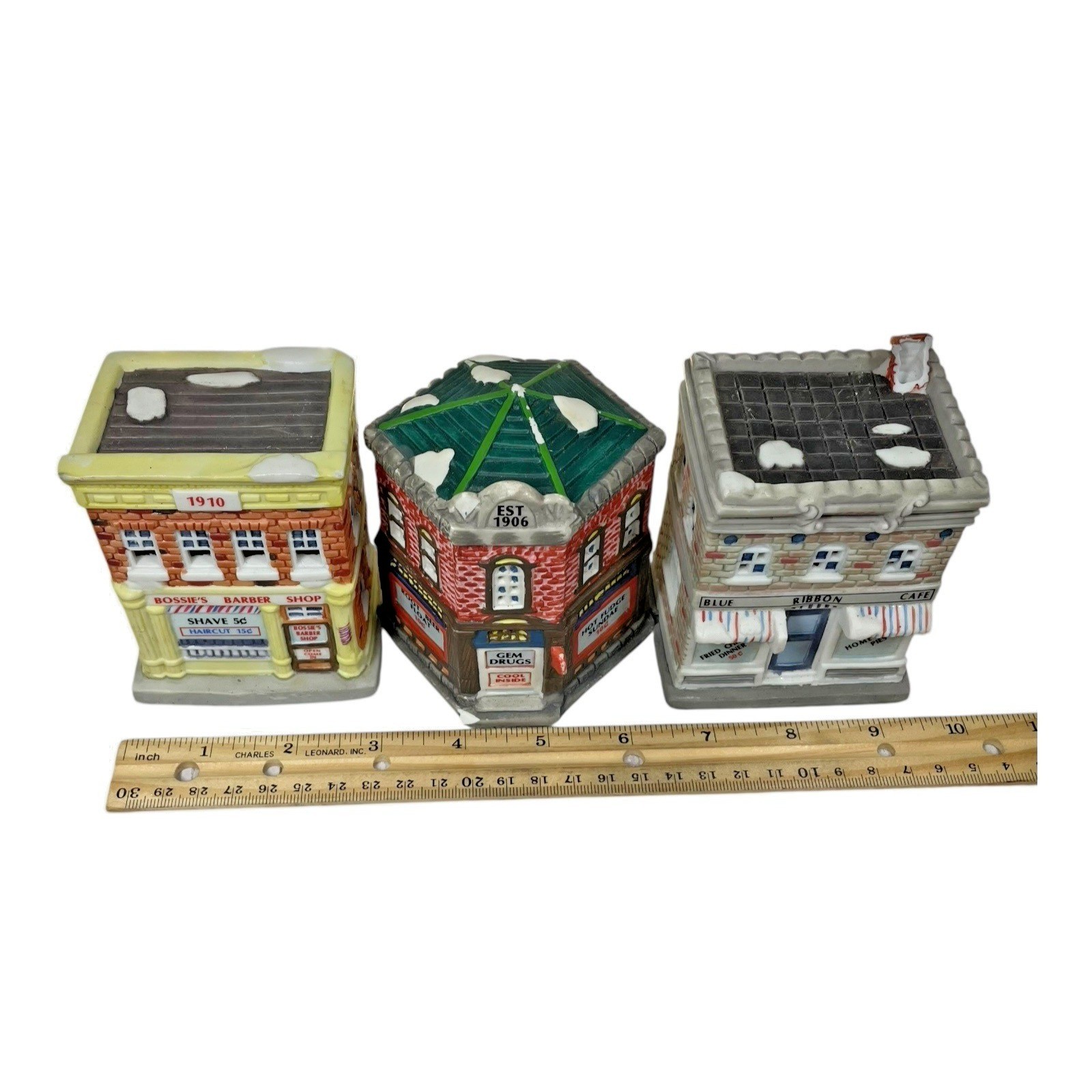 Vintage 1990 Olde Town Village American Landmarks 3.5″ Lighted Buildings Lot