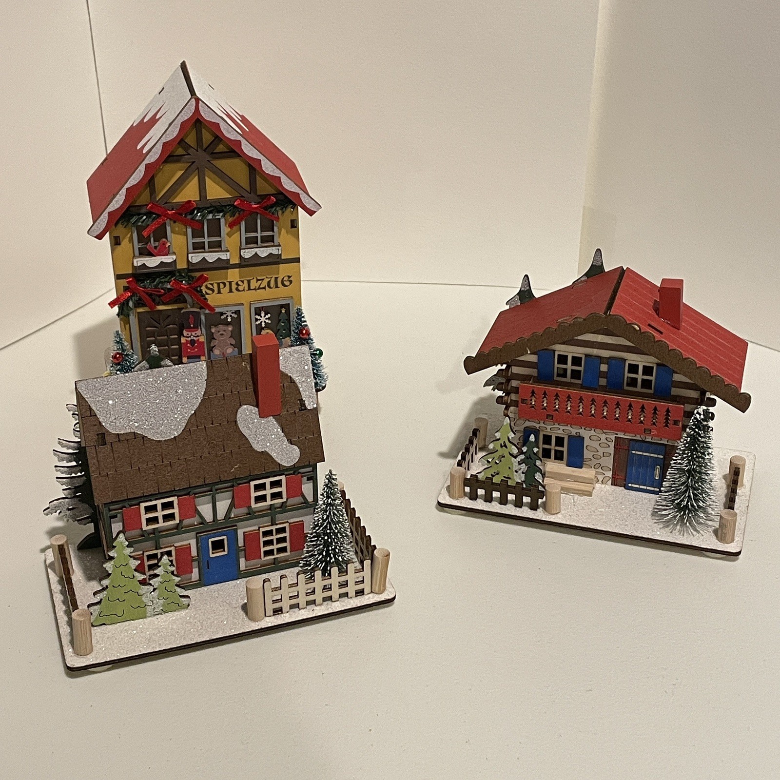 World Market Laser Cut Wood LED Shop Christmas Village German Toy Shop Houses