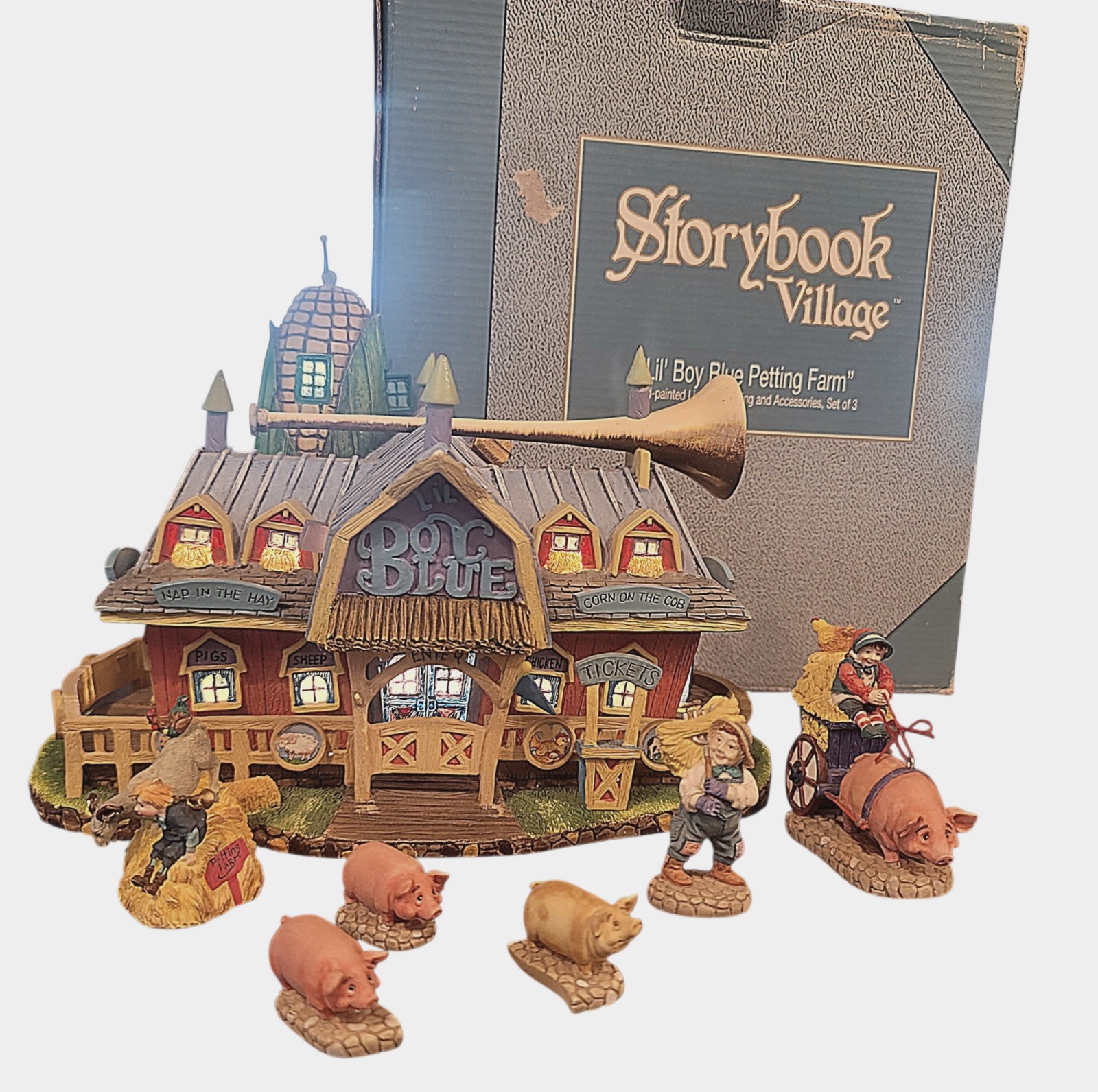 Vtg Dept 56 Storybook Village Little Lil Boy Blue Petting Farm RETIRED 6 Figures