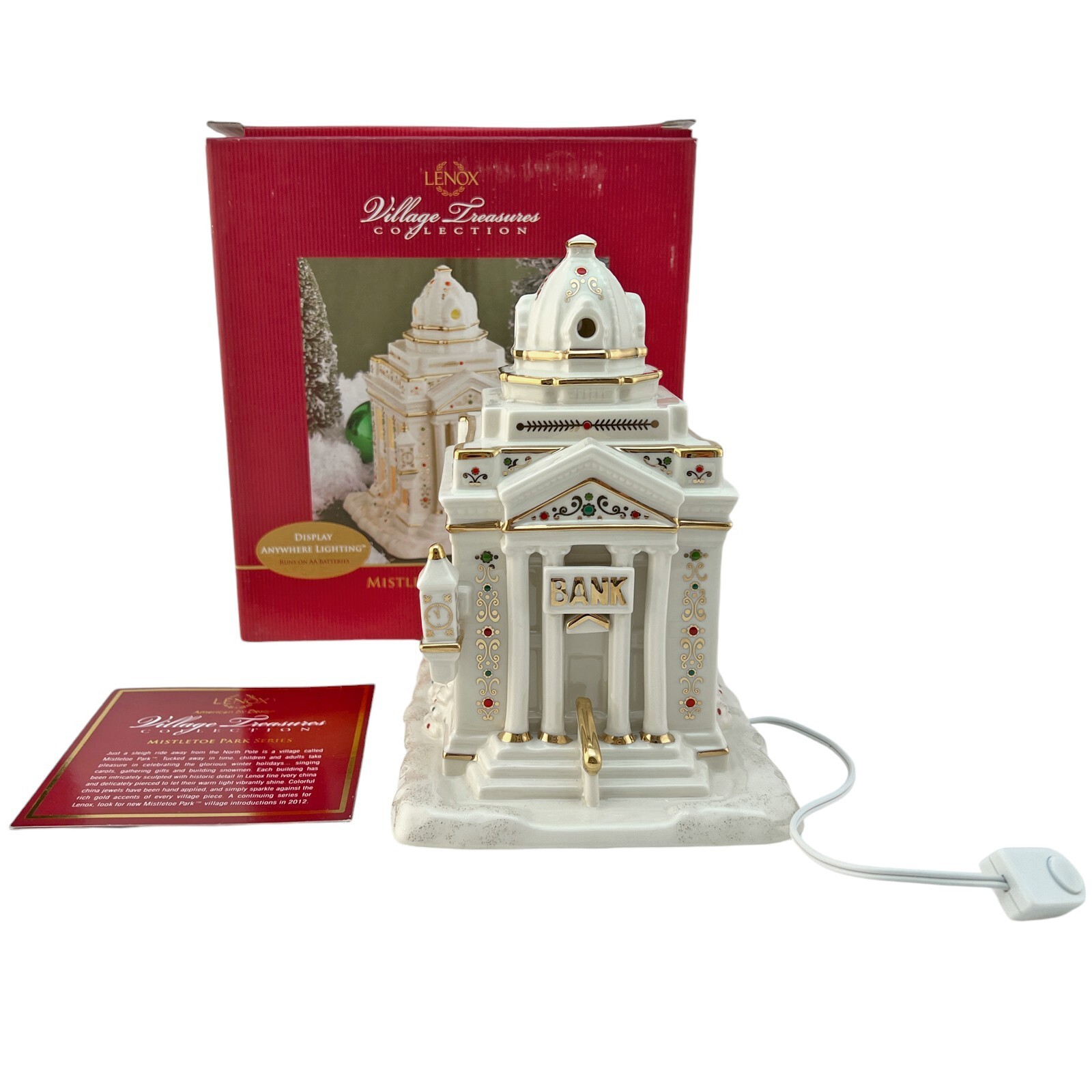 Lenox China Mistletoe Park BANK 2008 Village Treasures for Xmas Anywhere Light