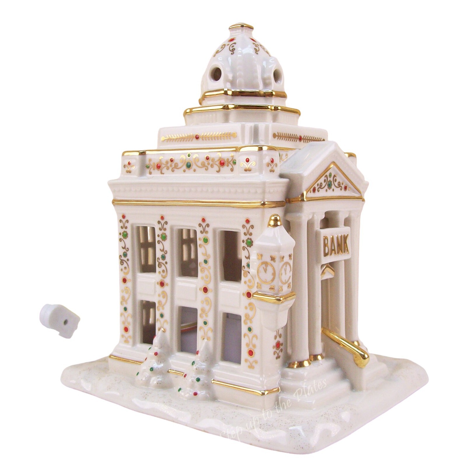 Lenox China Mistletoe Park BANK 2008 Village Treasures for Xmas Anywhere Light