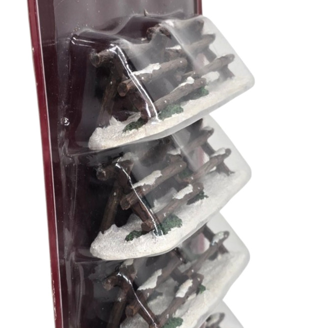 St. Nicholas Square Village Collection Accessory Rustic Snow Log Fence 4 Pack