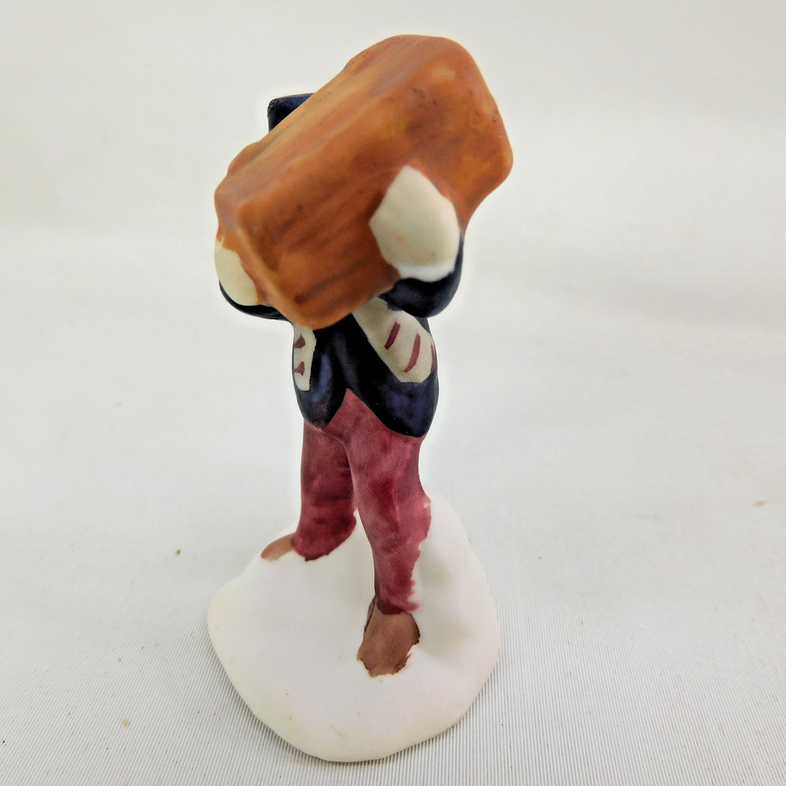 Railroad Porter Figure Hoisting Trunk Christmas Village Porcelain 2.5″H Taiwan