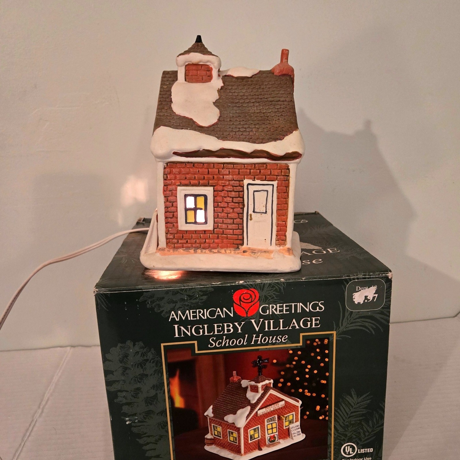 American Greetings Ingleby Village School House Porcelain Lighted Christmas