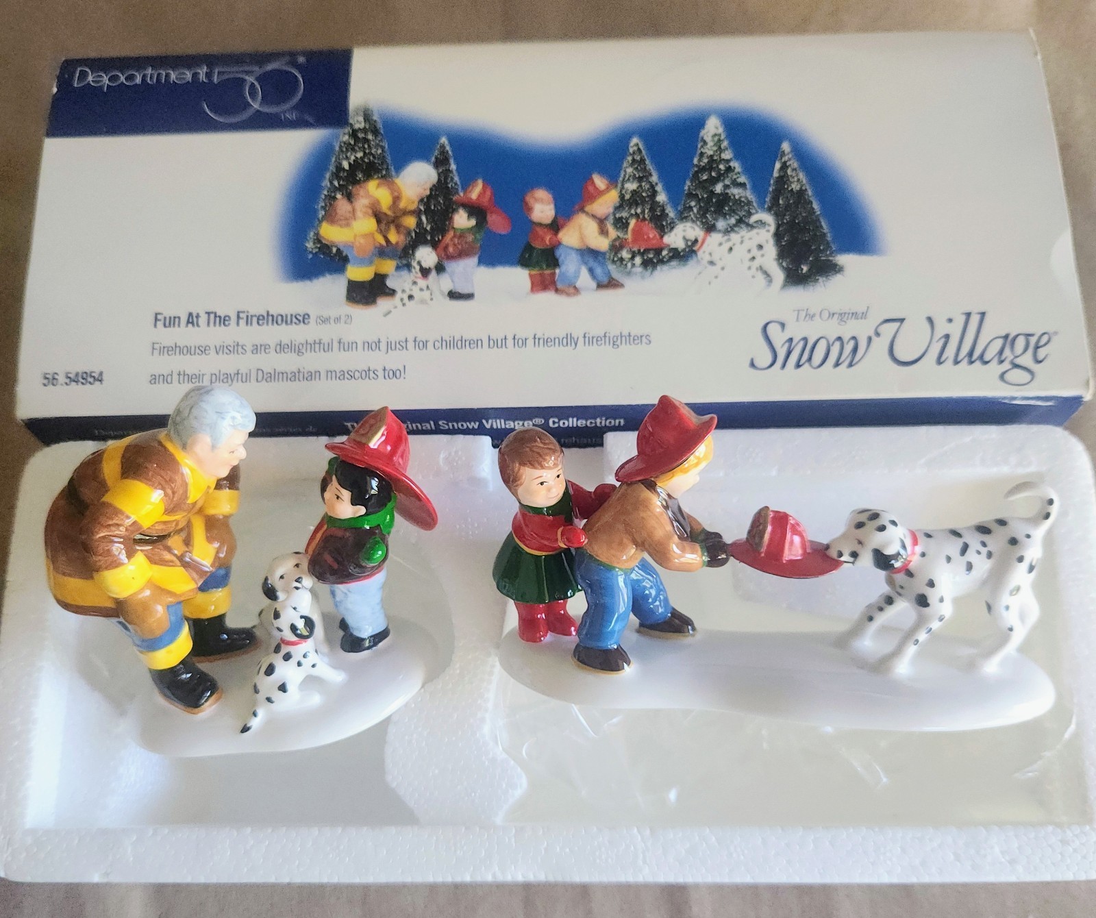 Fun At The Firehouse #54954 dalmation Snow Village Department 56-BUYER GUARANTEE