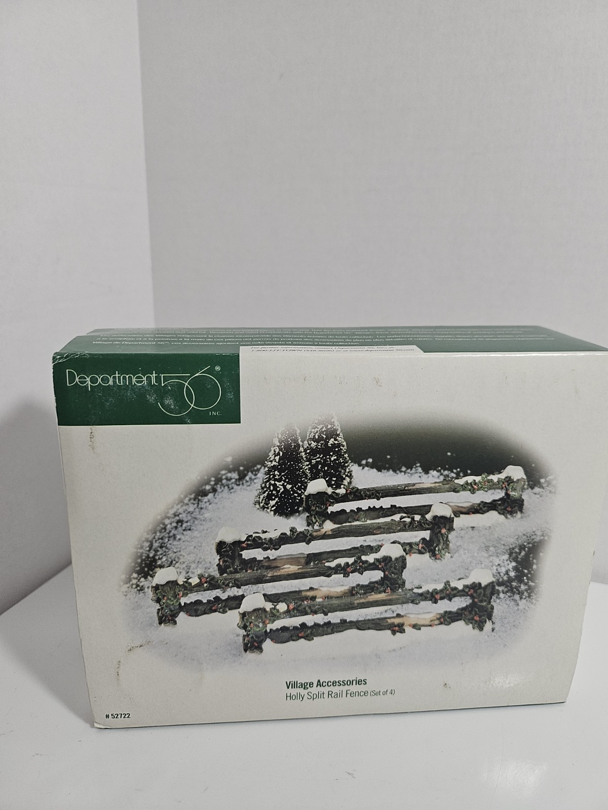 Department 56, Holly Split Rail Fence (52722) Set of 4 Excellent Used