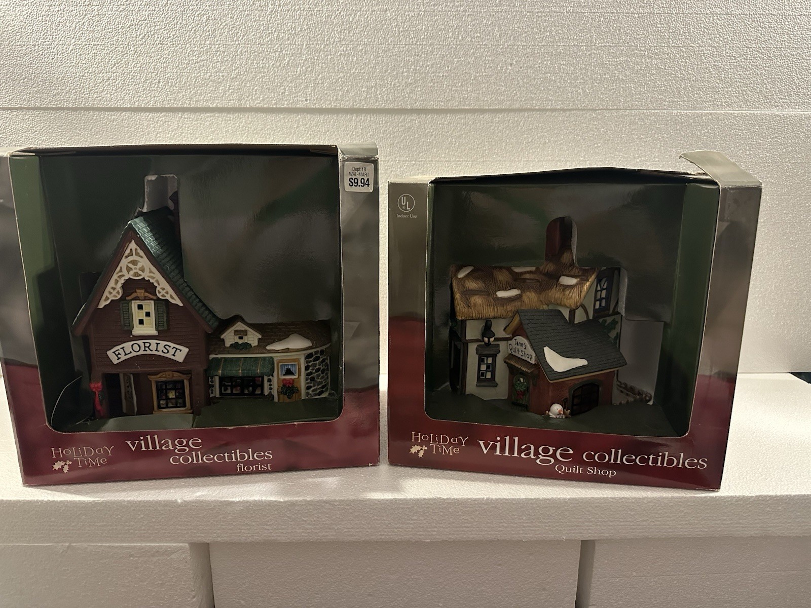 Holiday Time Christmas Village- Set Of 2- Jane’s Quilt Shop And Florist