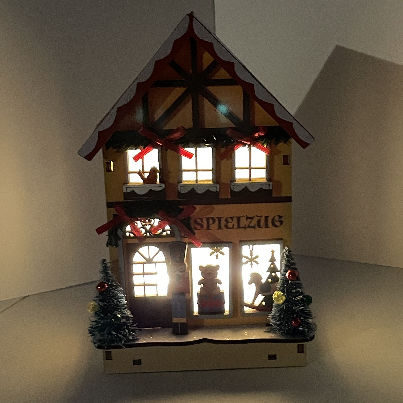 World Market Laser Cut Wood LED Shop Christmas Village German Toy Shop Houses
