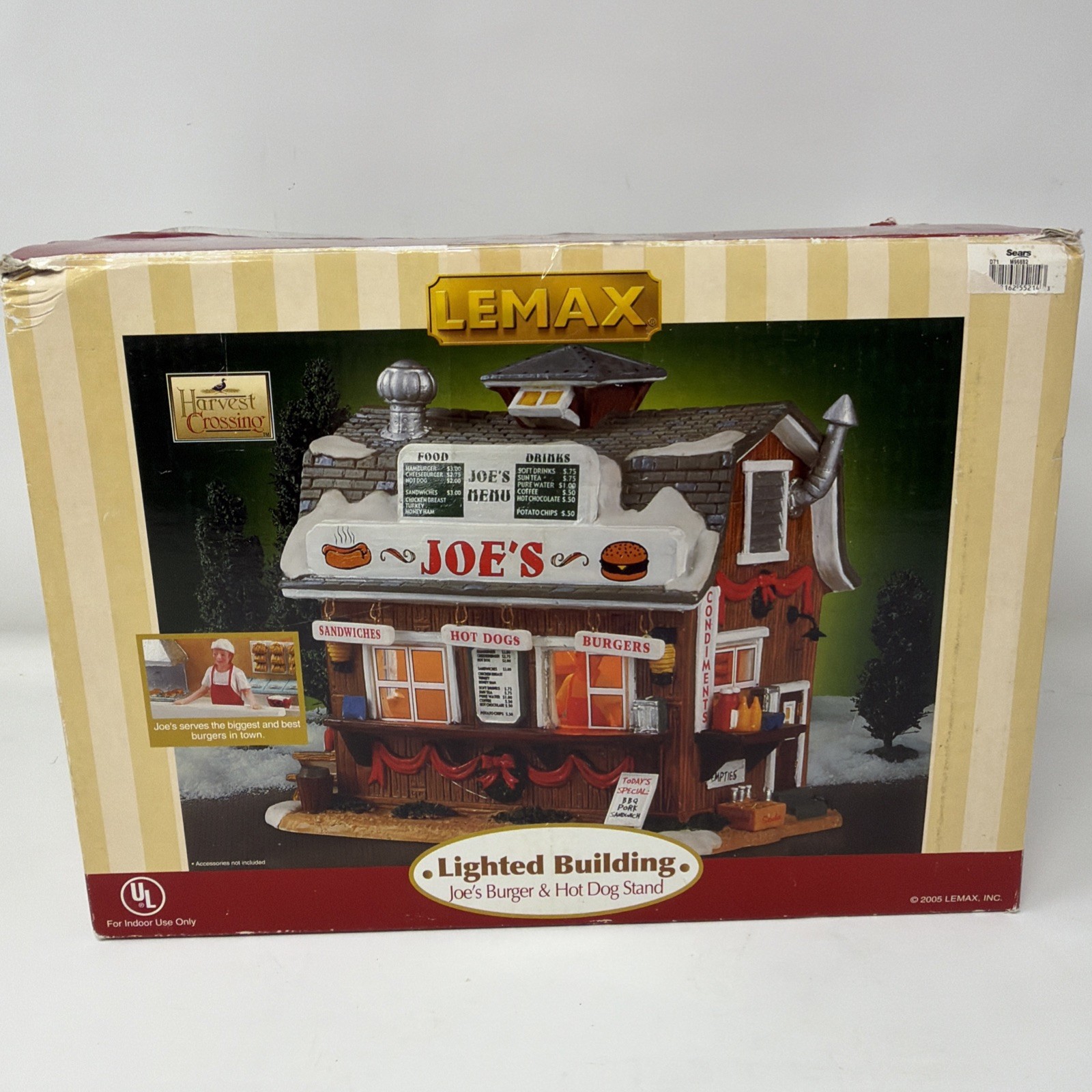 2005 Lemax Harvest Crossing Village Joe’s Burger & Hot Dog Stand Lighted W/Box